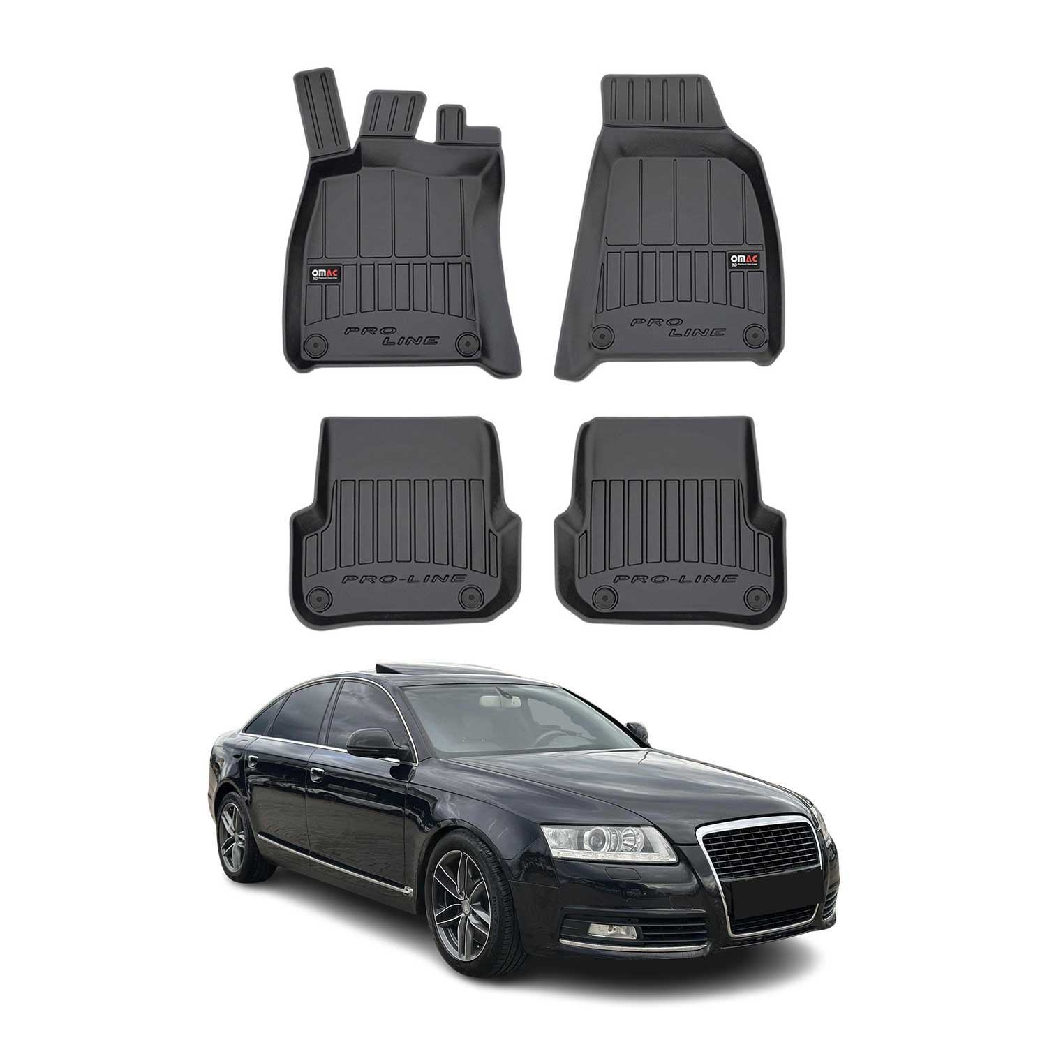 OMAC Premium Alfombrillas De Coche para Audi A6 Familiar Sedán 2004-2008 Goma 4x