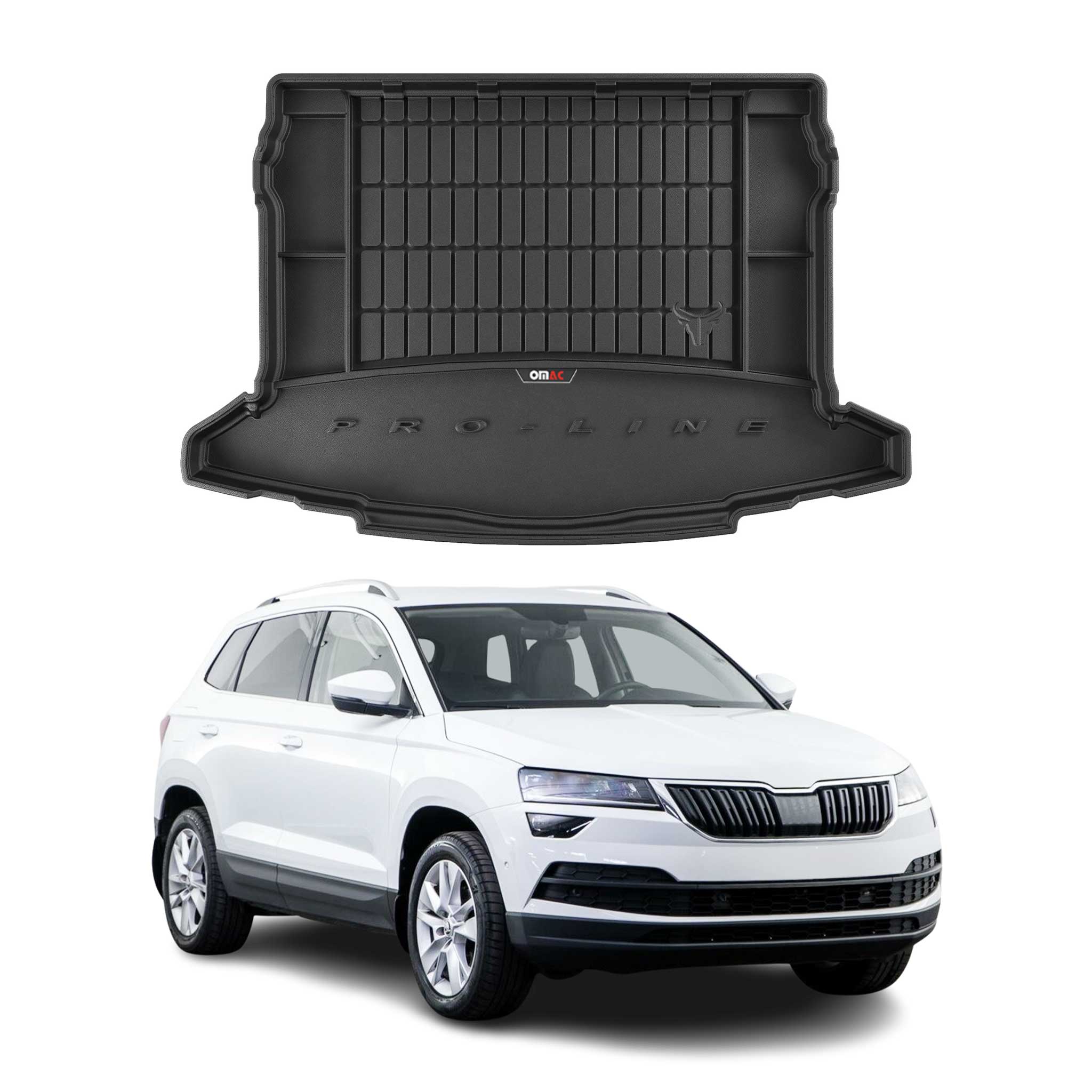 OMAC Premium Bandeja Maletero Alfombrilla para Skoda Karoq 2017-2025 Negro TPE