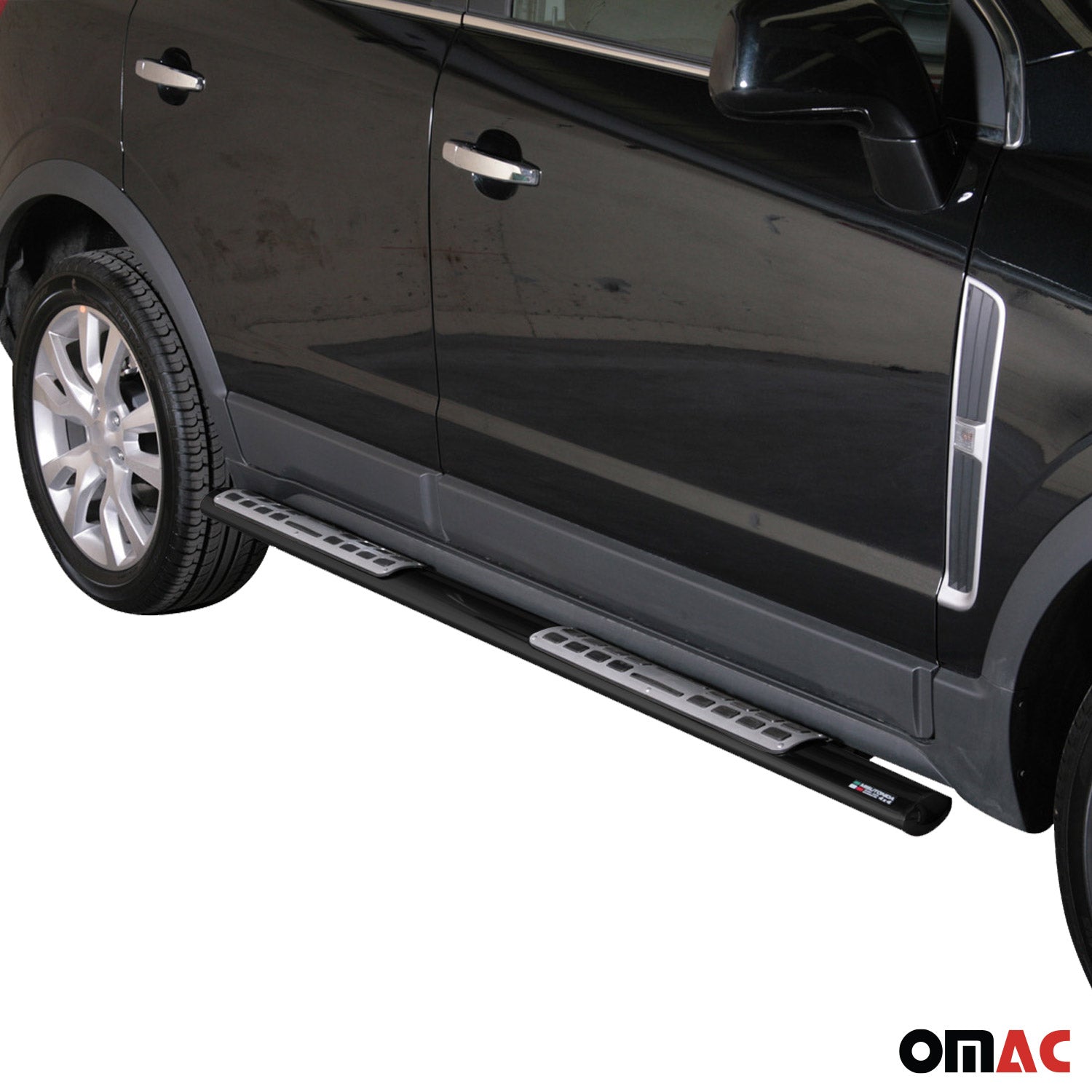 Par de Estribos Barras Laterales para Opel Antara 2011-2015 Negro Acero