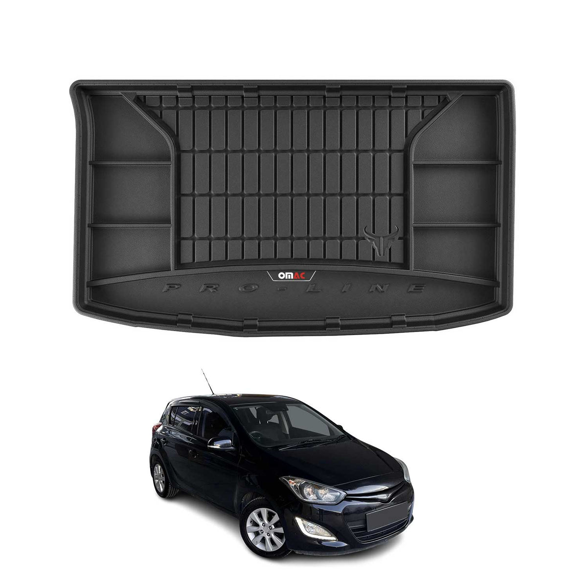 OMAC Premium Bandeja Maletero Alfombrilla para Hyundai i20 2008-2014 Negro TPE