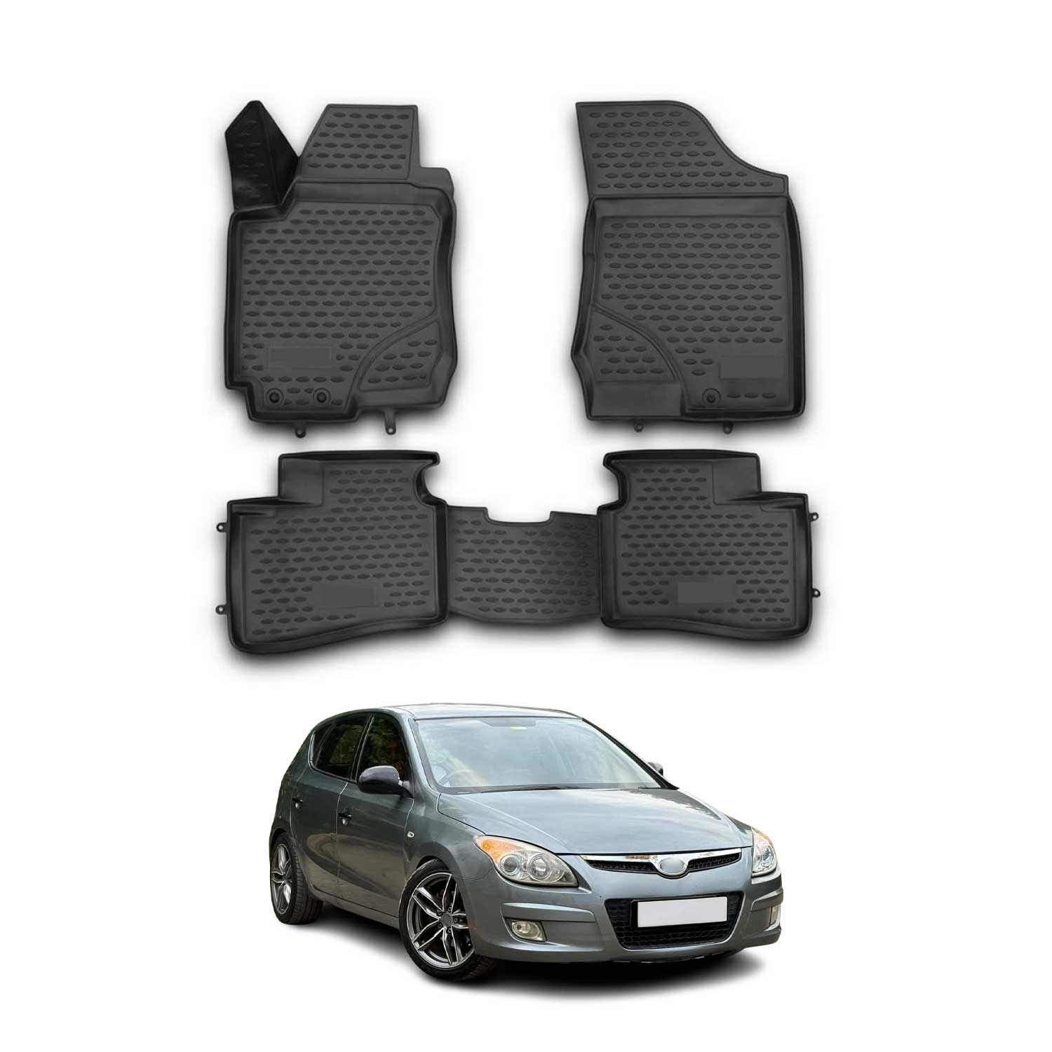 OMAC Alfombrillas De Coche para Hyundai i30 2007-2012 Negro Goma TPE 4Pza