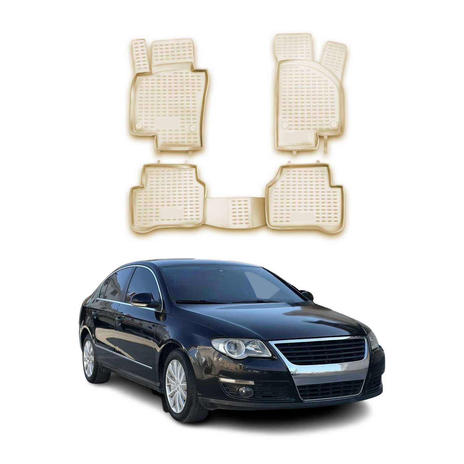 OMAC Alfombrillas De Coche para VW Passat 2005-2011 Beige Goma TPE 4Pza