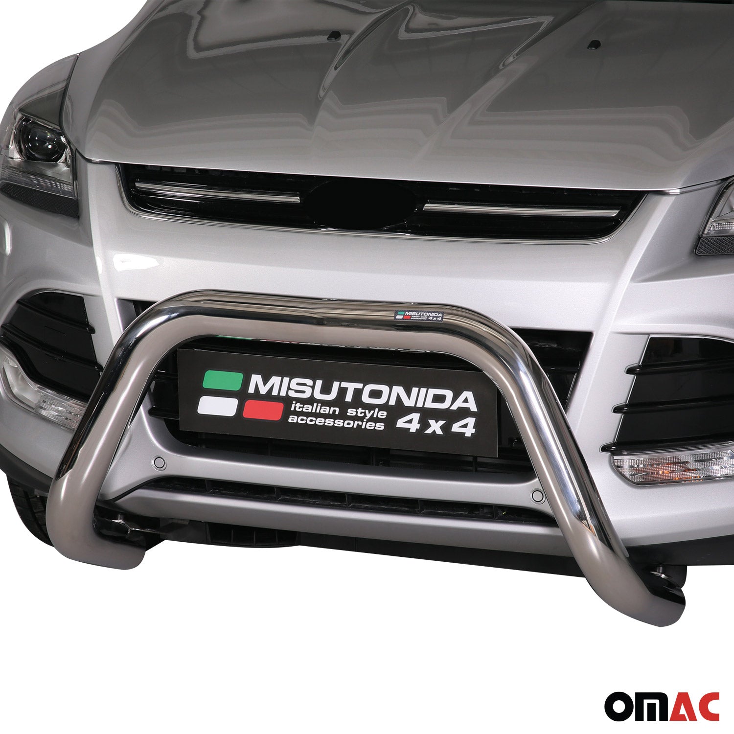 Bull Barra Frontal para Ford Kuga 2013-2016 Plata Brillante Acero 1Pza