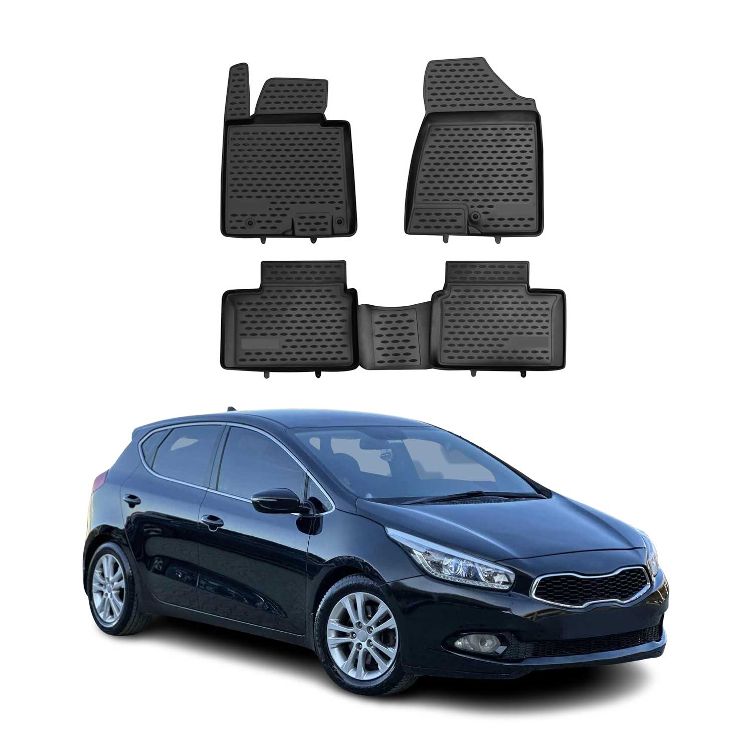 OMAC Alfombrillas De Coche para Kia Ceed 2012-2018 3D Negro Goma 4Pza