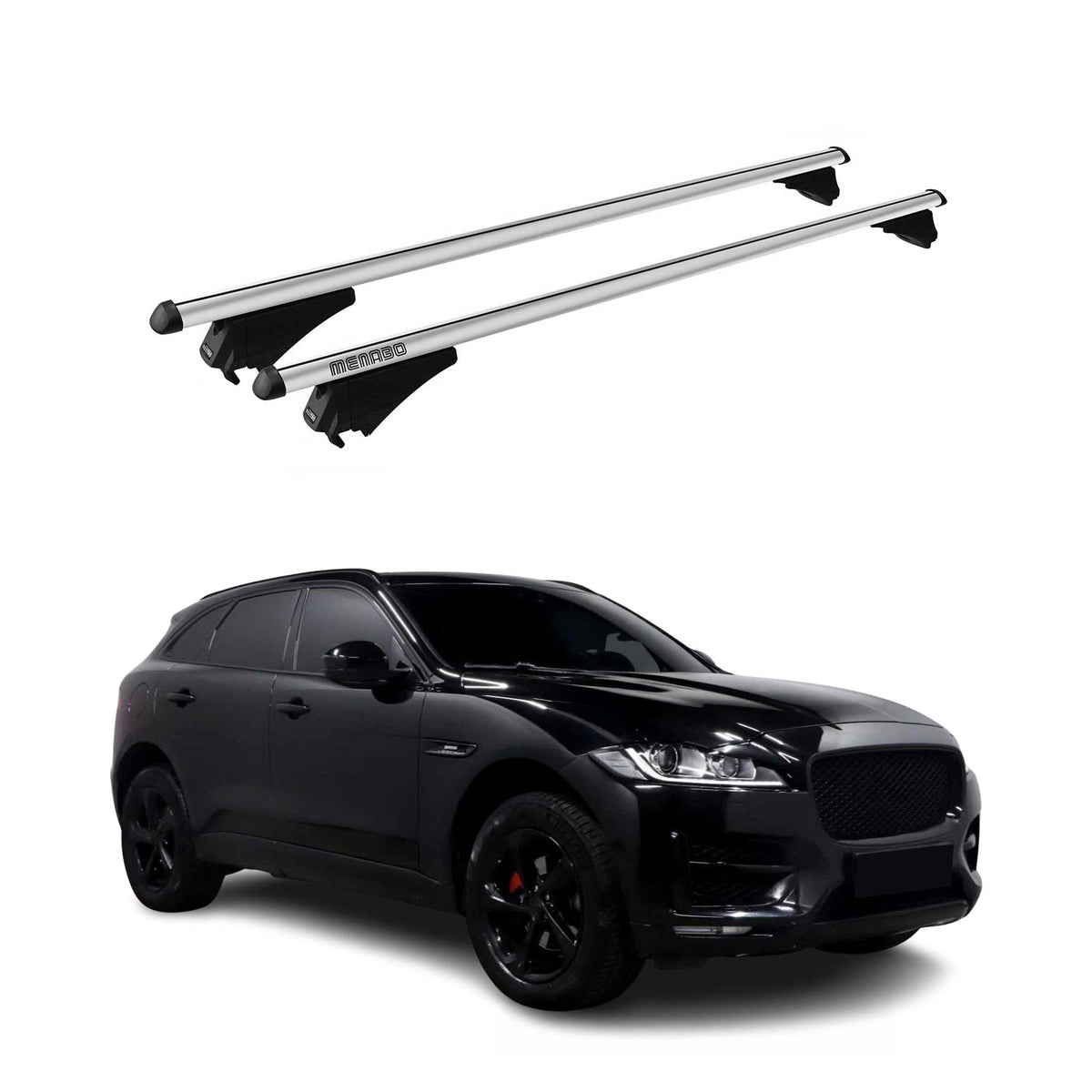 Menabo Barras de Techo Coche Baca para Jaguar F-Pace X761 2016-2020 Gris Alu 2x