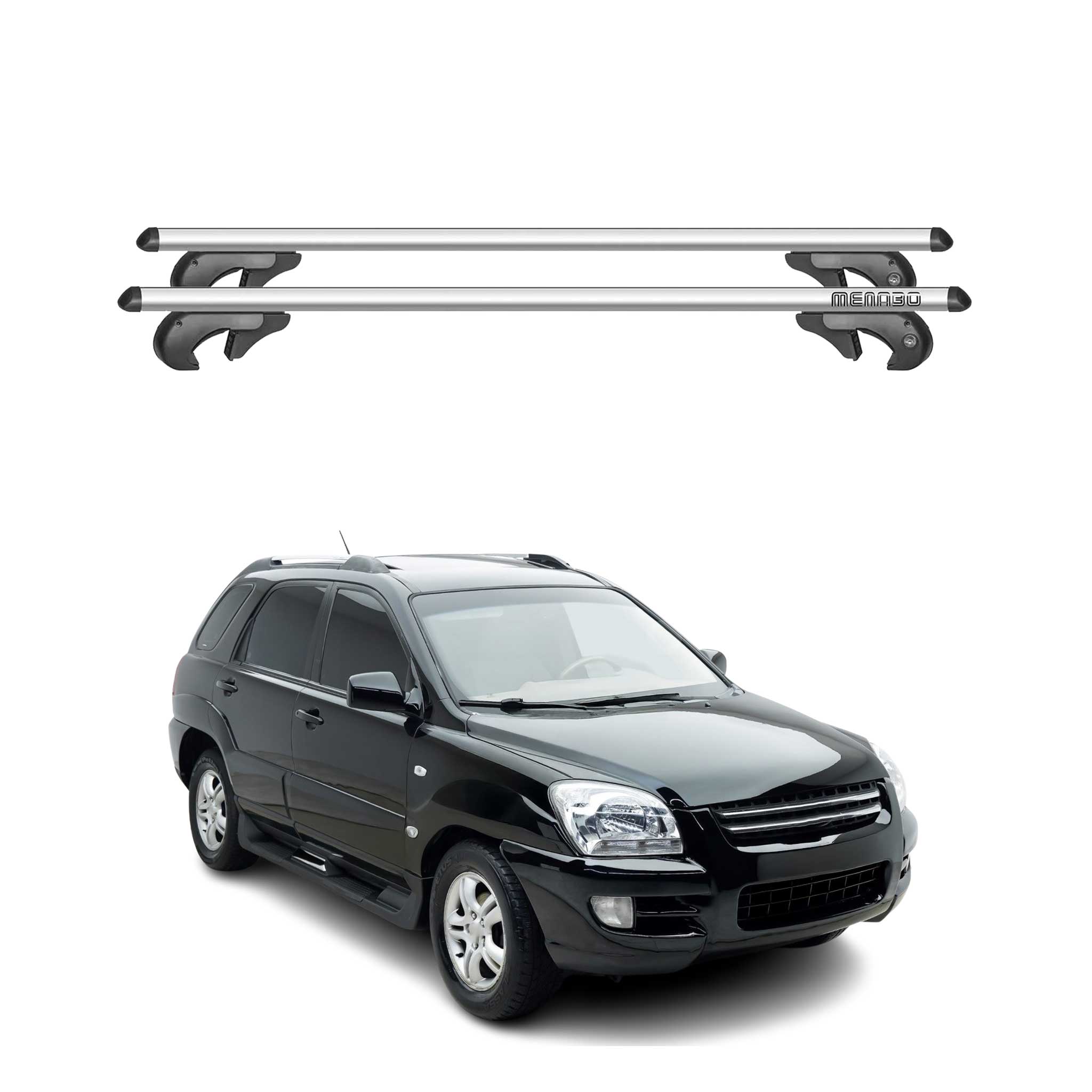 Menabo Barras de Techo Baca para Kia Sportage JE 2004-2010 Gris Aluminio 2Pza