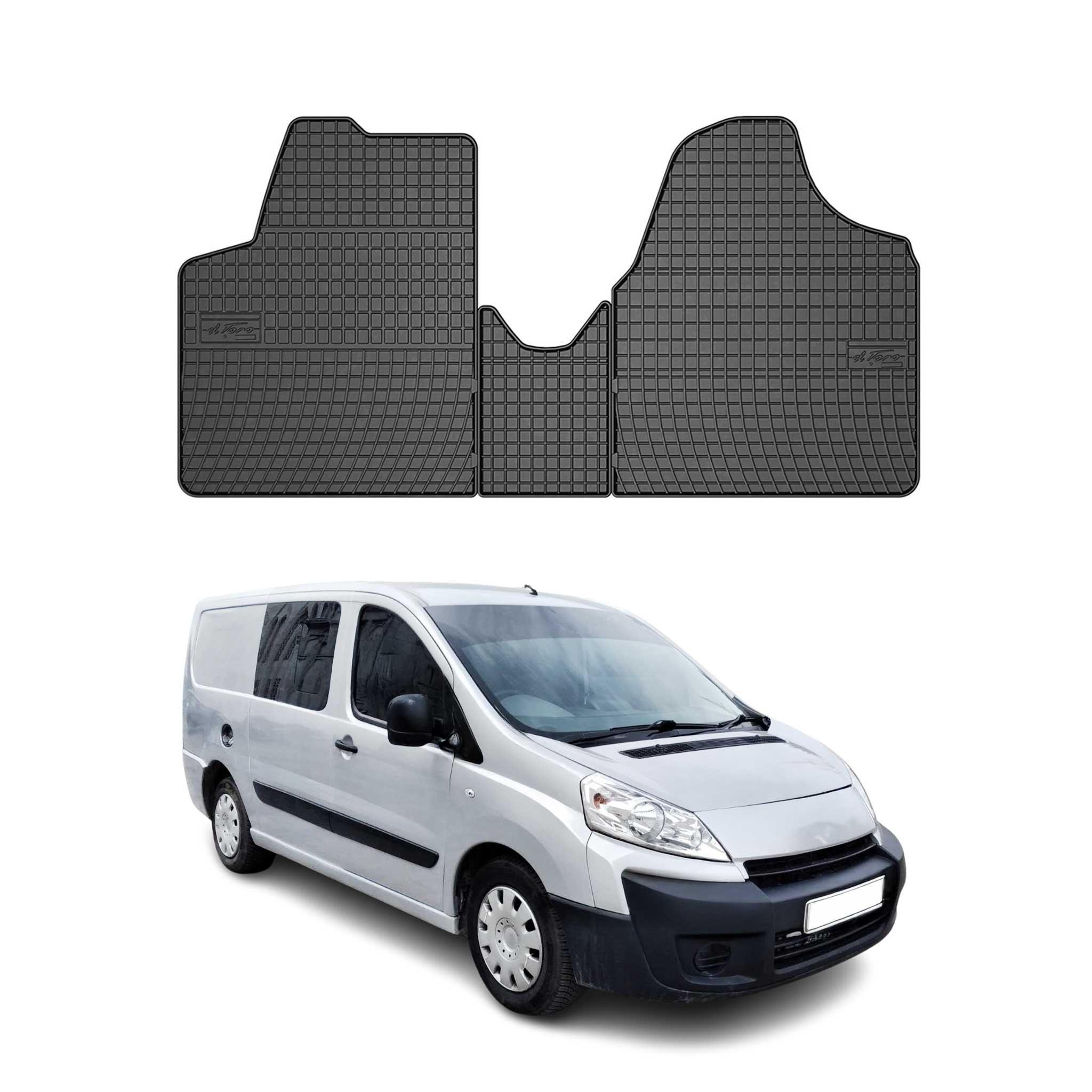 OMAC Alfombrillas De Coche para Citroen Jumpy 2007-2016 1.línea Negro Goma 3Pza