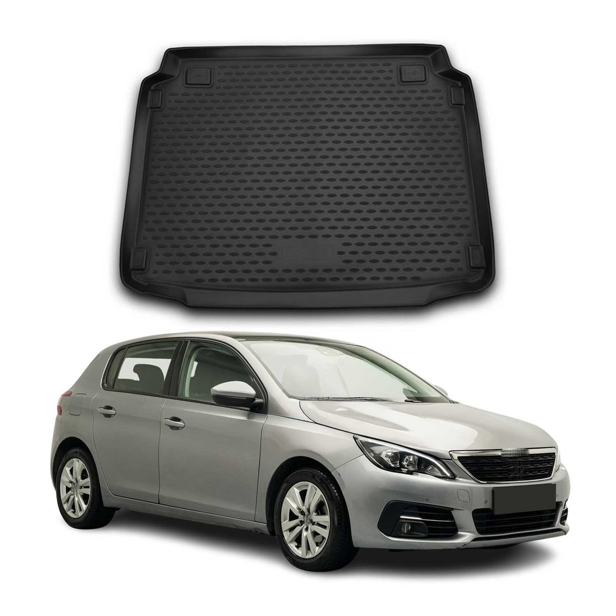 OMAC Bandeja Maletero Alfombrilla para Peugeot 308 2014-2021 Negro Goma TPE 1Pza