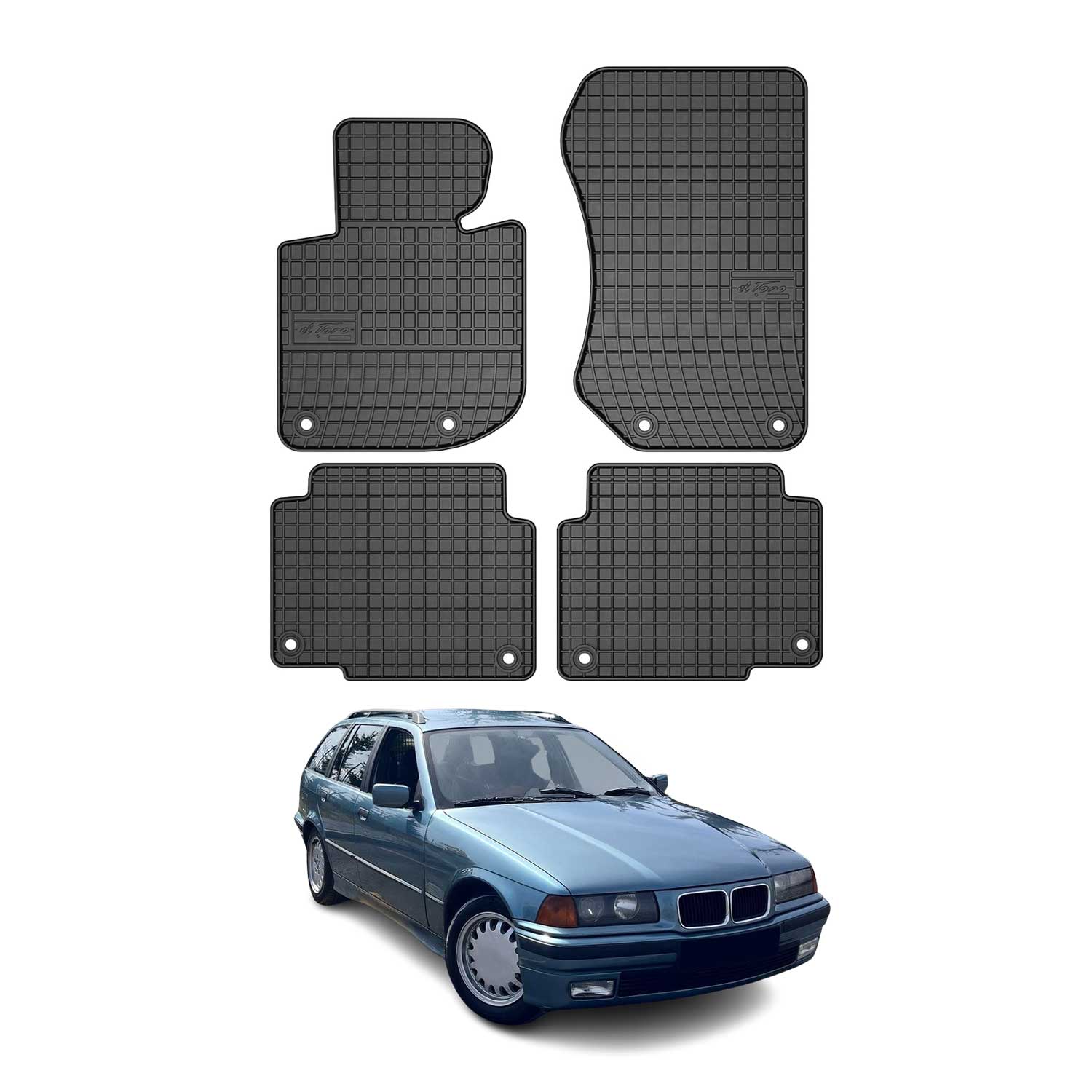 OMAC Alfombrillas De Coche para BMW Serie 3 Sedán Touring E36 1990-1998 Goma 4x