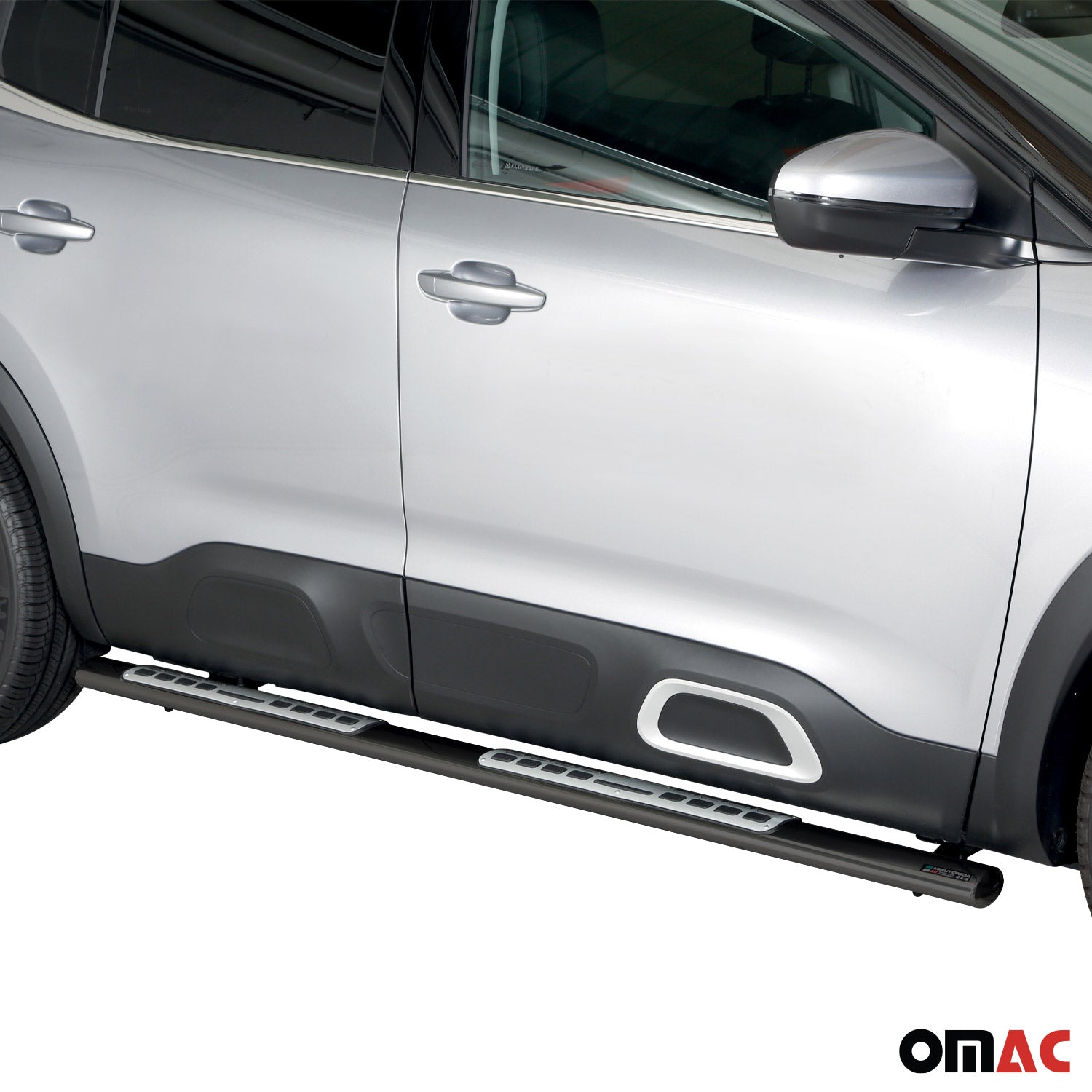 Par de Estribos Barras Laterales para Citroen C5 Aircross 2018-2022 Negro Acero