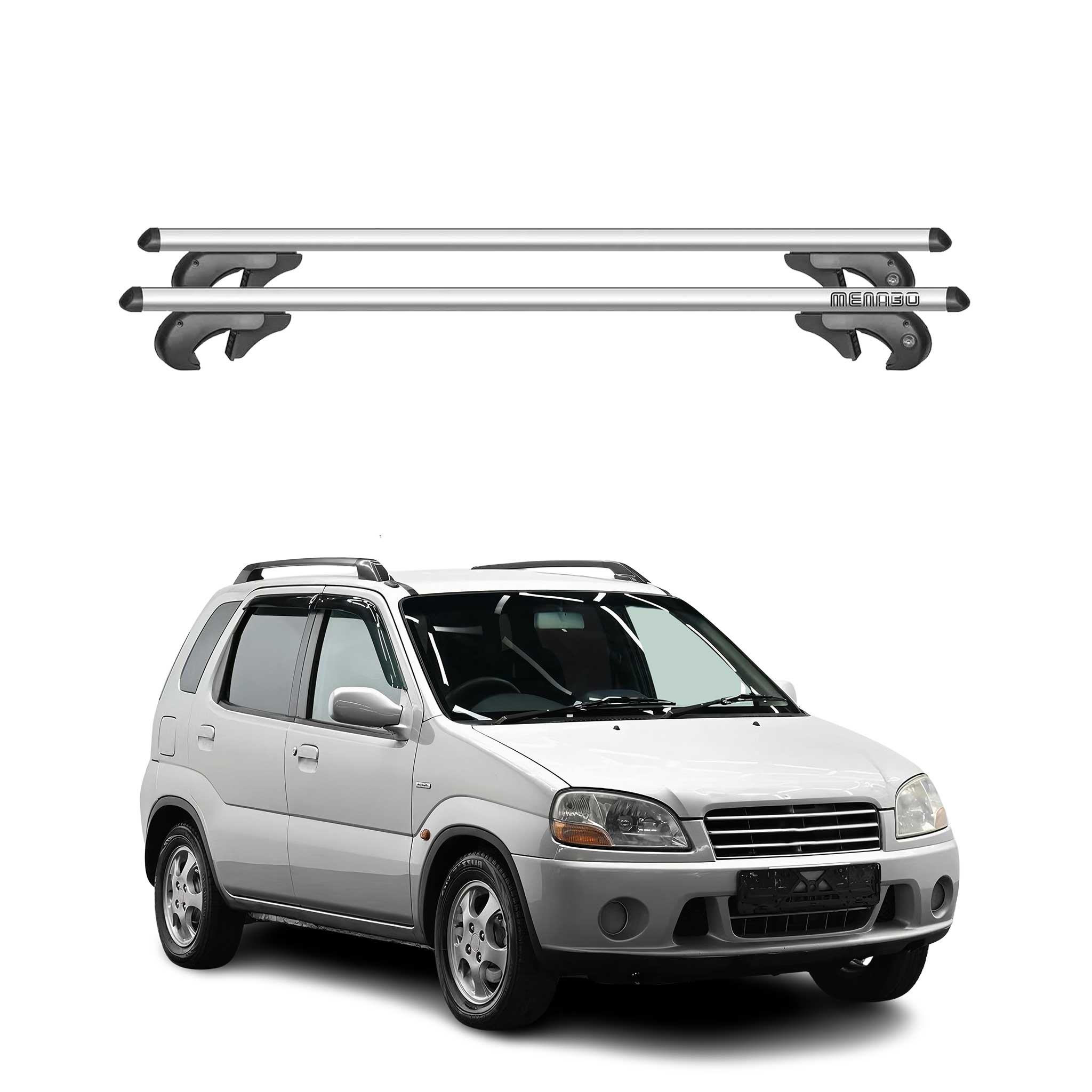 Menabo Barras de Techo Baca para Suzuki Ignis 2003-2008 Gris Aluminio 2Pza