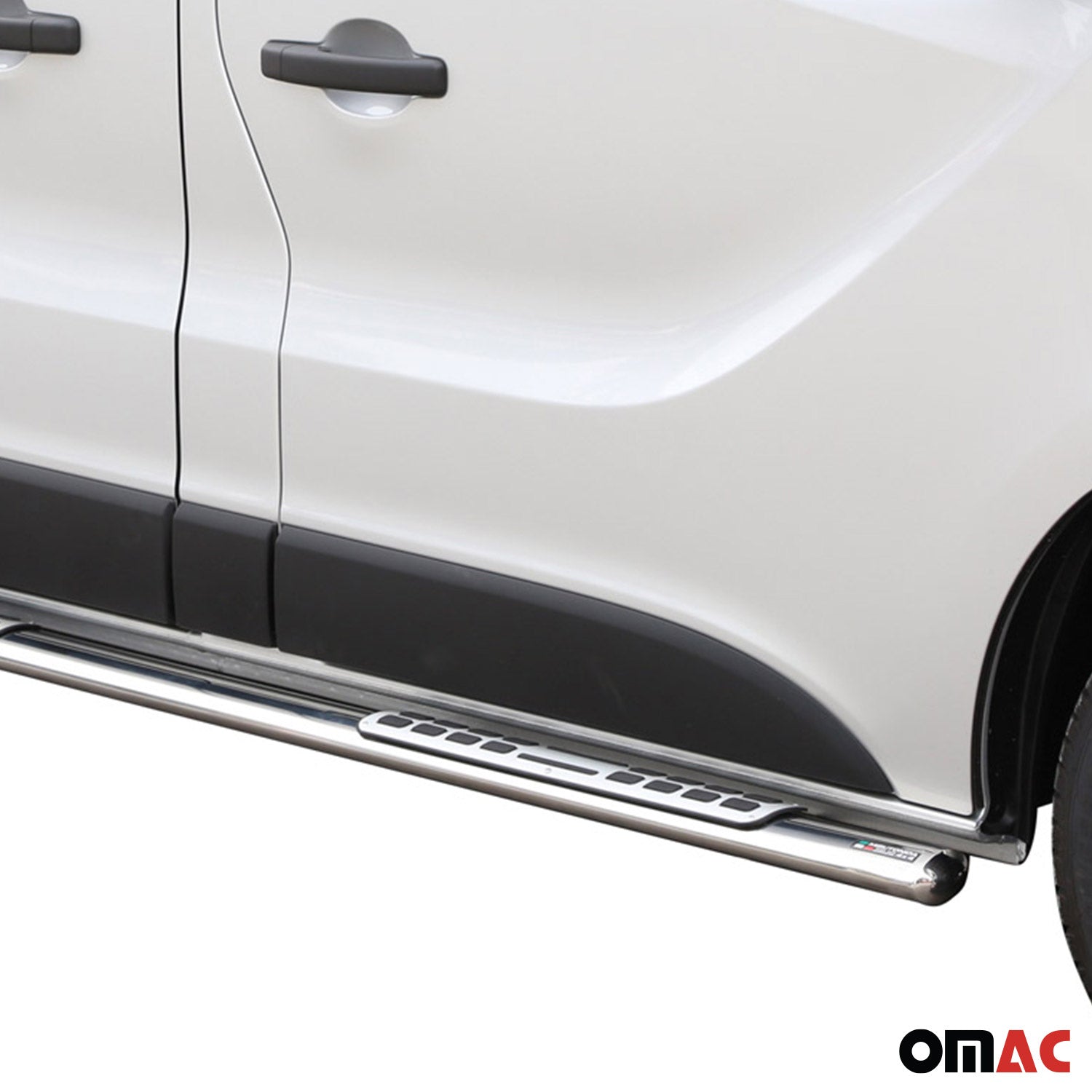 Par de Estribos Barras Laterales para Opel Vivaro 2014-2018 Corto Plata Acero 2x