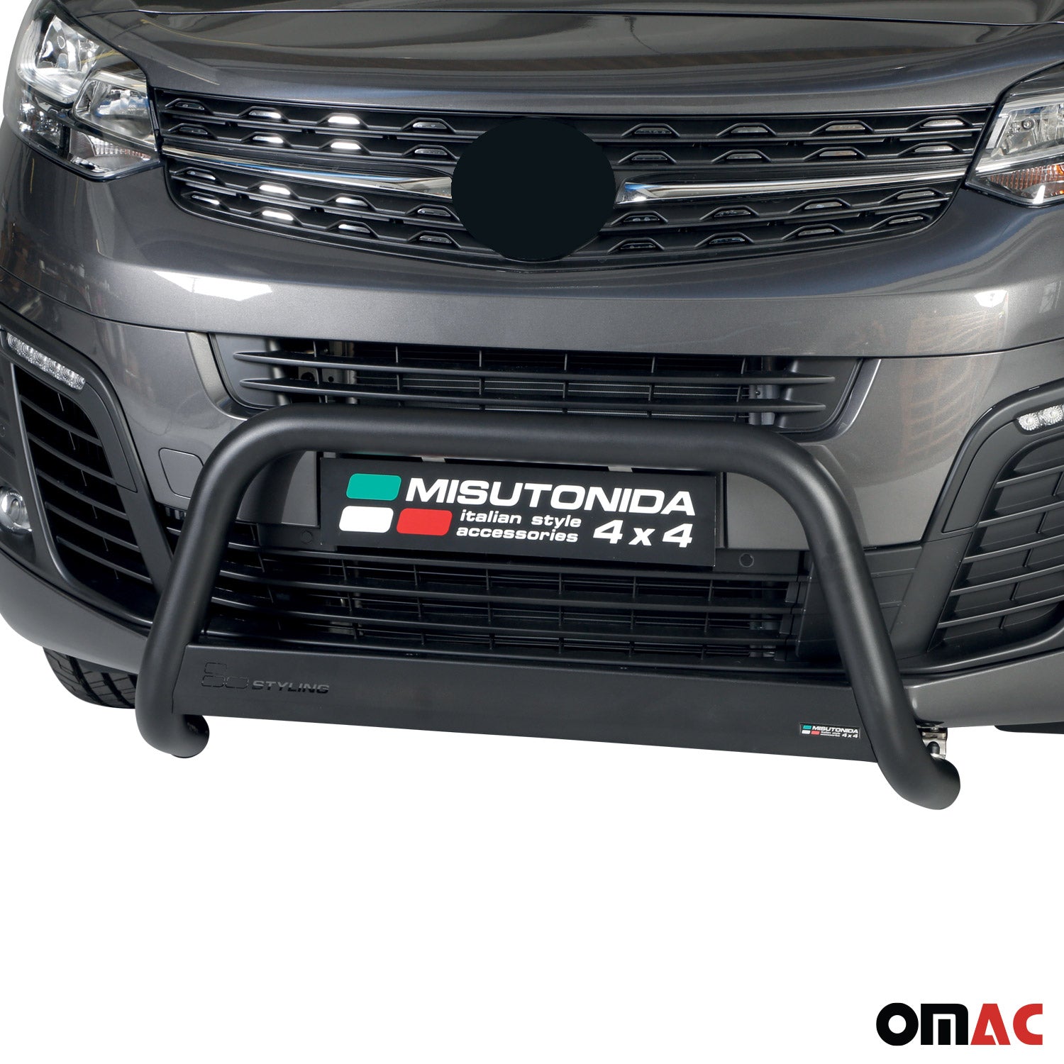 Bull Barra Frontal para Opel Zafira Life 2020-2025 Negro Brillante Acero 1Pza