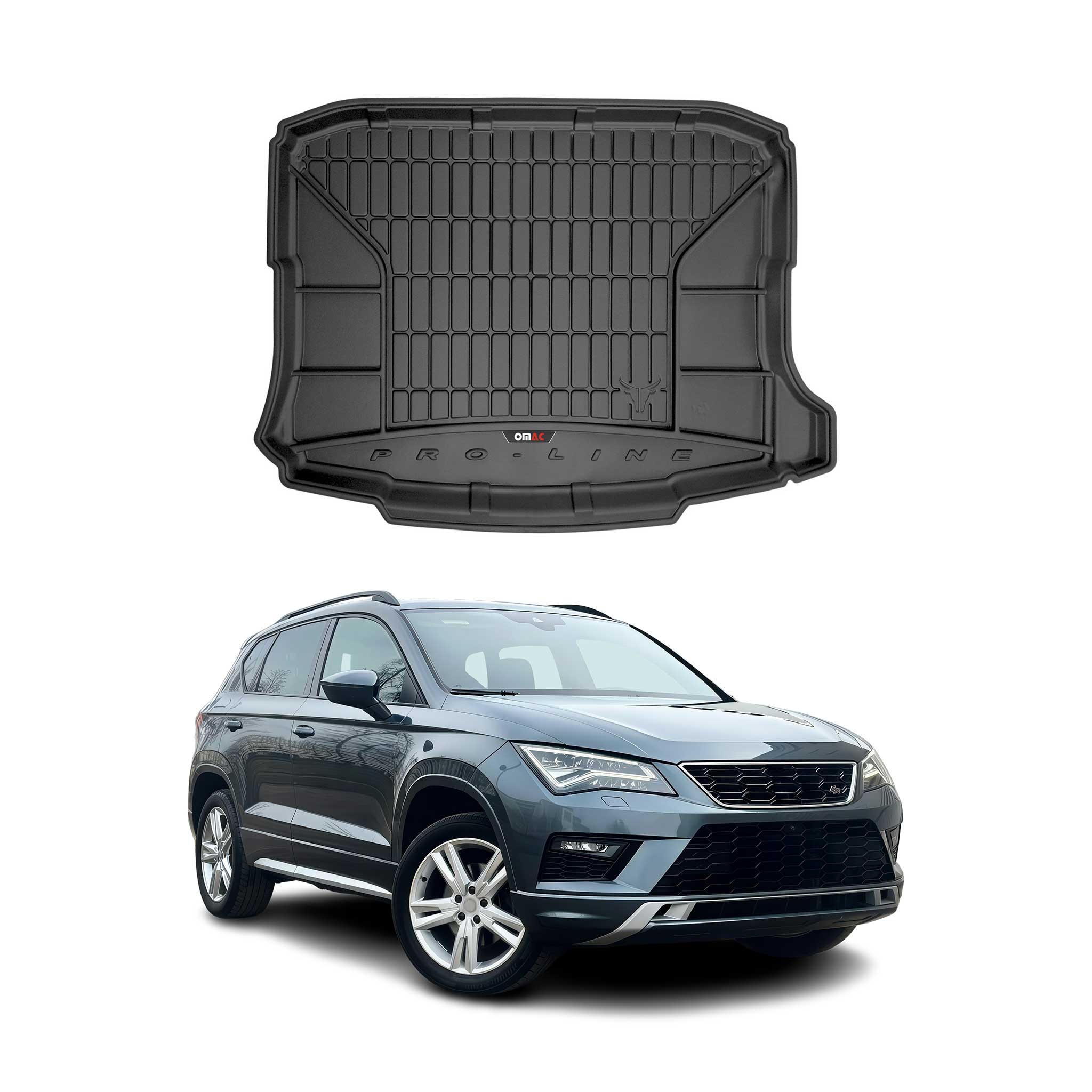 OMAC Premium Bandeja Maletero Alfombrilla para Seat Ateca 2016-2025 Negro TPE