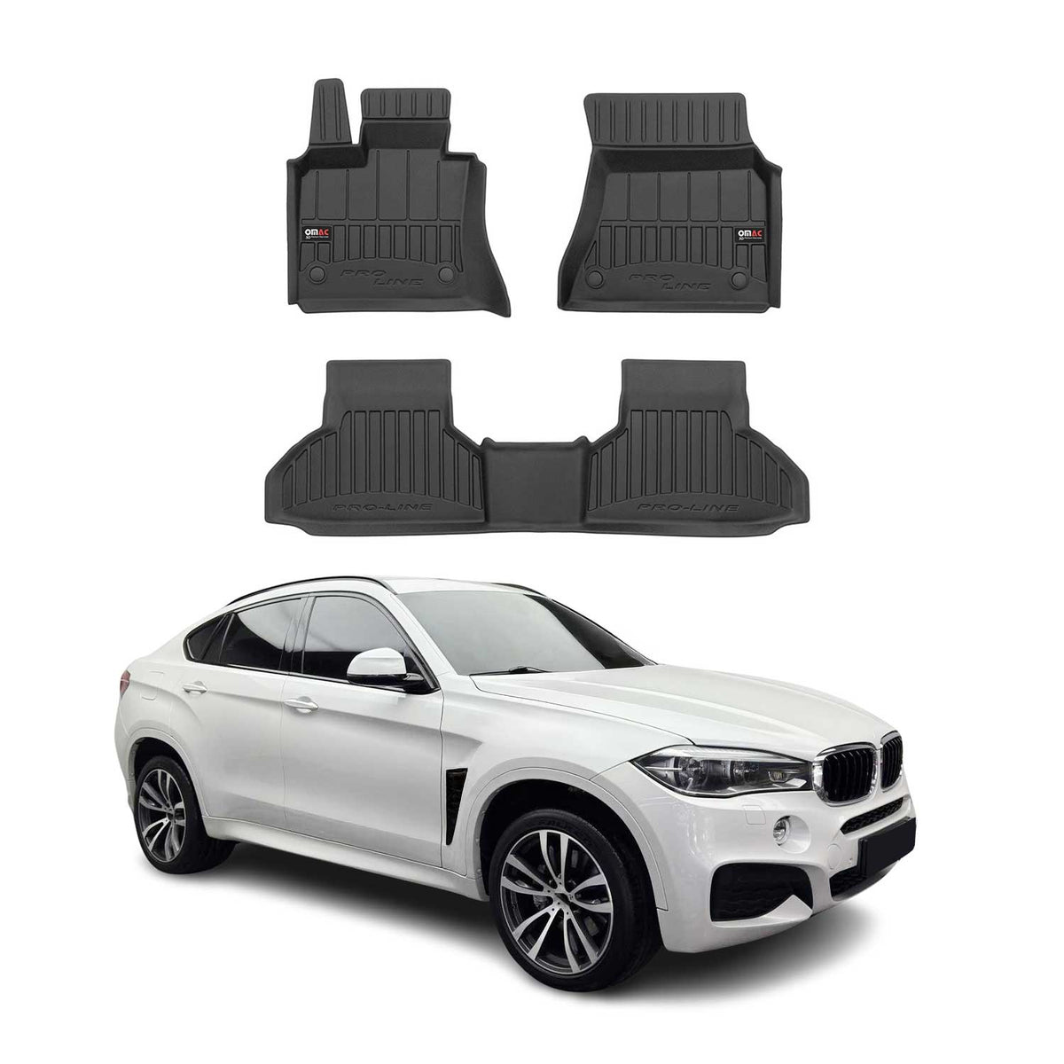 OMAC Premium Alfombrillas De Coche para BMW X6 F16 F86 2014-2019 TPE Goma 3x