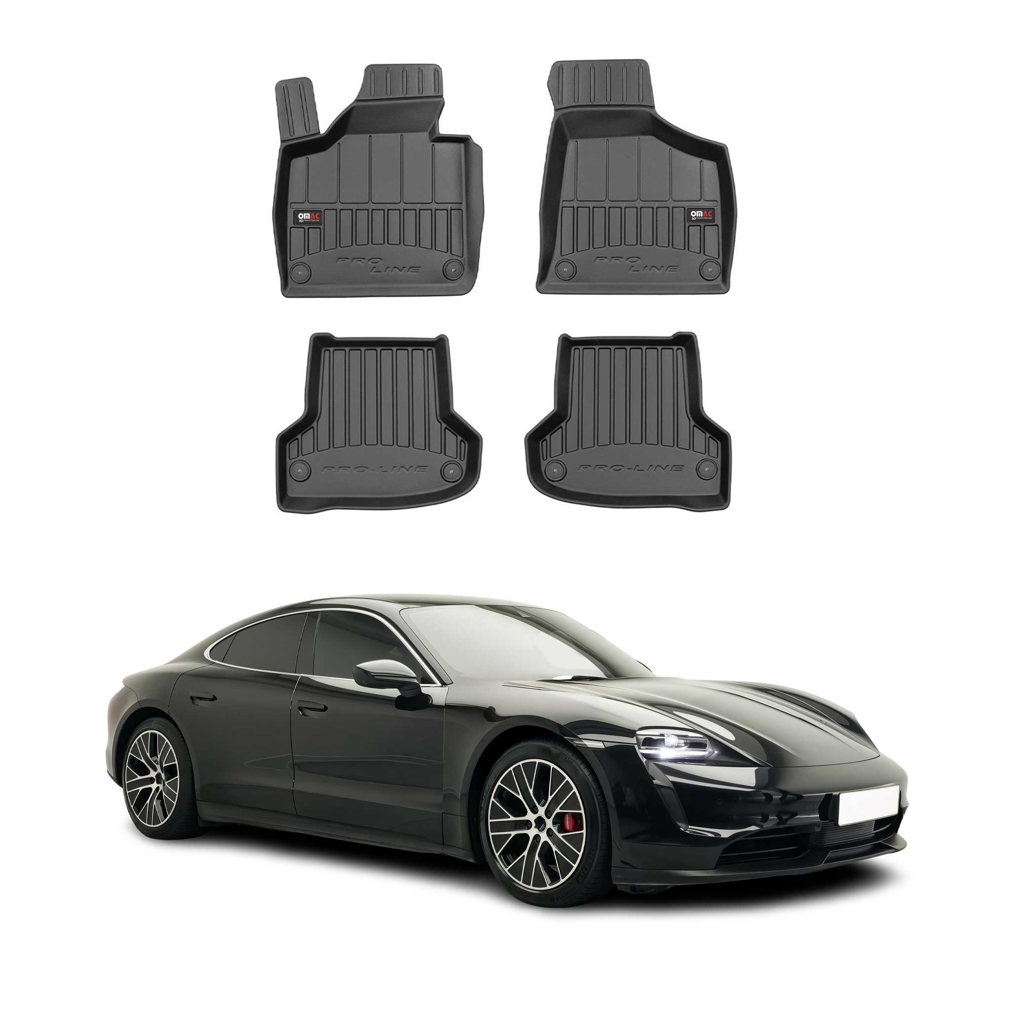 OMAC Premium Alfombrillas De Coche para Porsche Taycan 2019-2024 TPE Goma 4x