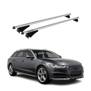 Menabo Barras de Techo Coche Baca para Audi A6 Allroad 2012-2018 Gris Alu 2Pza