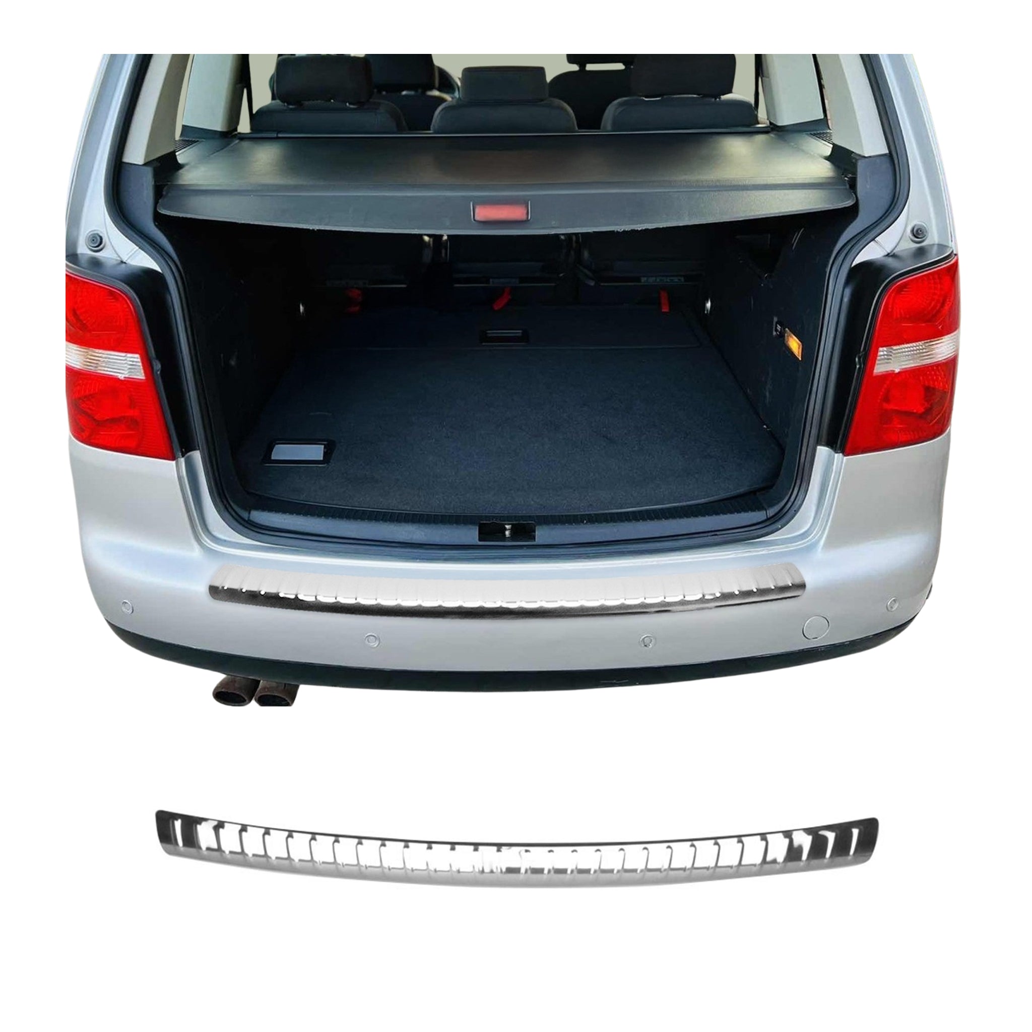 Protector de Parachoques Trasero para VW Touran 2003-2010 Plata Brillante Acero