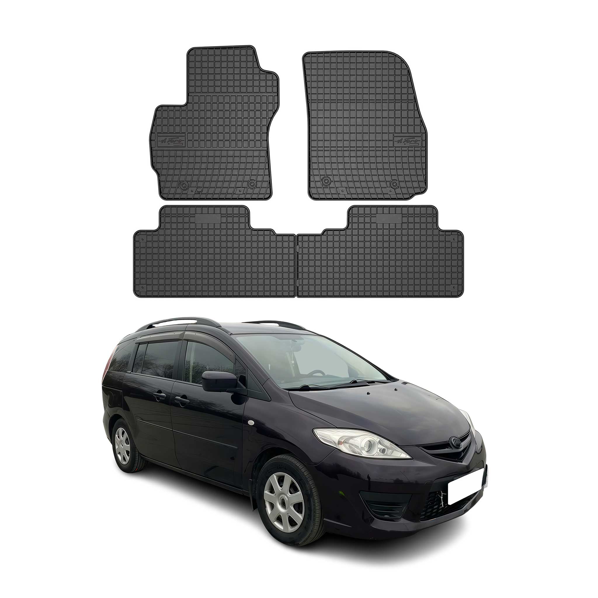 OMAC Alfombrillas De Coche para Mazda 5 2005-2010 Negro Goma 4Pza