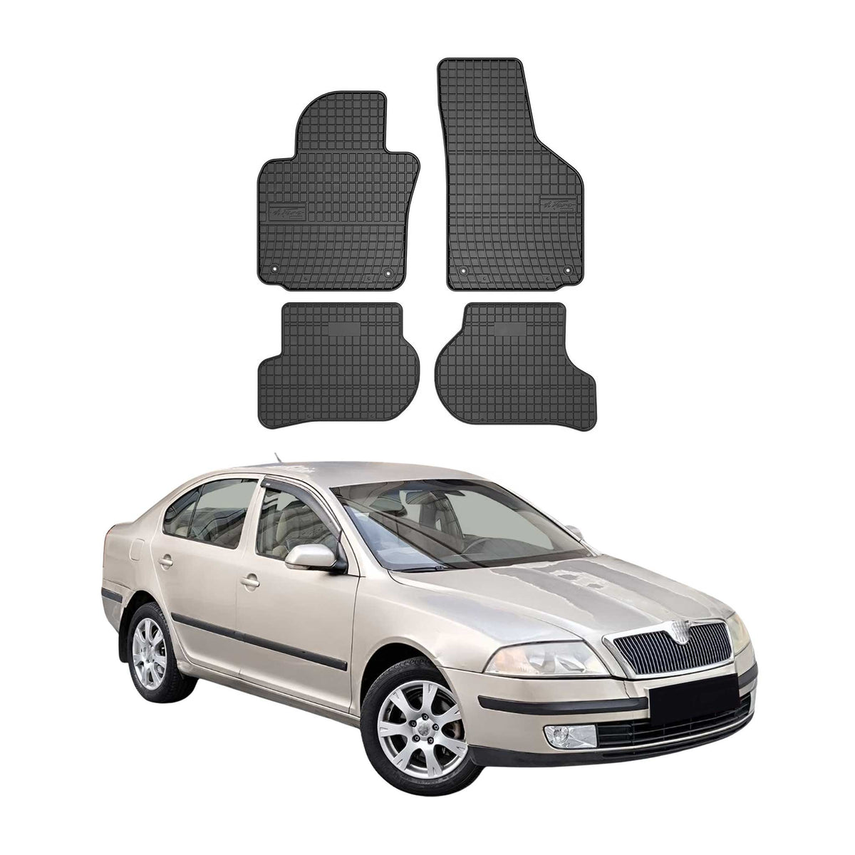OMAC Alfombrillas De Coche para Skoda Octavia 2004-2013 Negro Goma 4Pza
