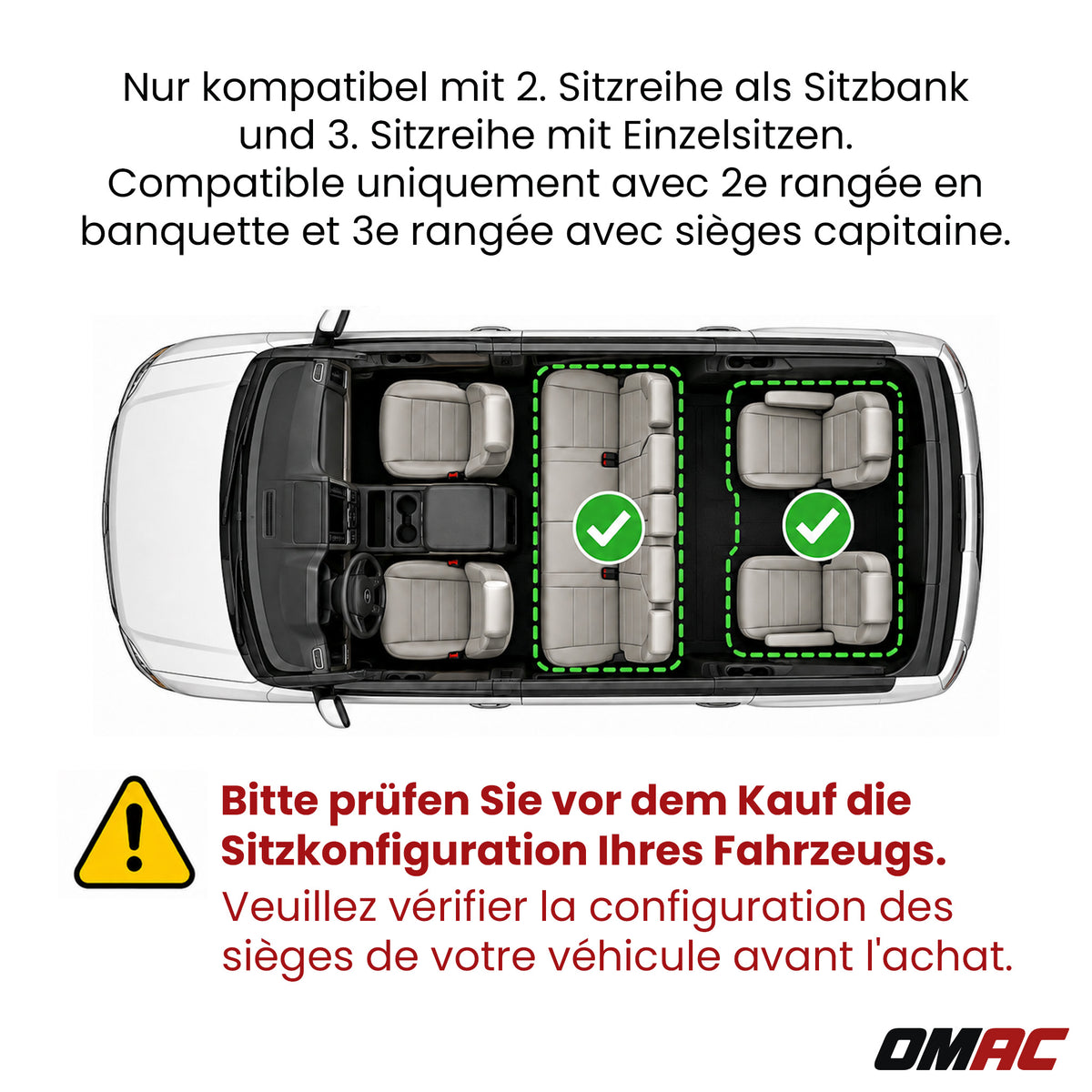 OMAC Alfombrillas De Coche para VW T6.1 Multivan 2019-2024 Negro Goma TPE 4Pza
