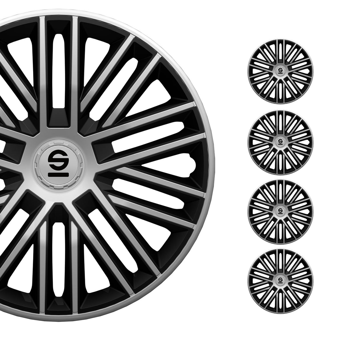 Sparco Bergamo Tapacubos 15 Pulgadas Universal Negro Plata ABS Plástico