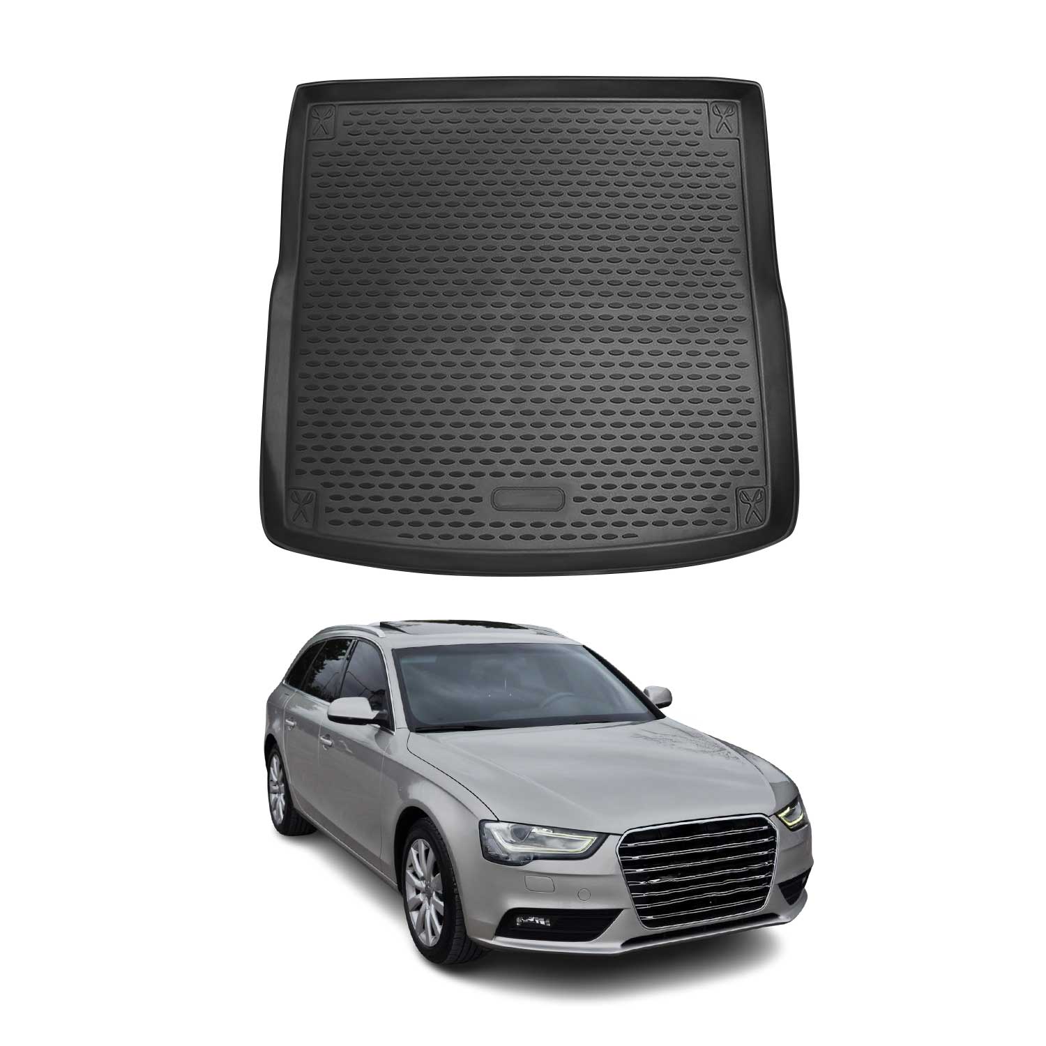 OMAC Bandeja Maletero Alfombrilla para Audi A4 B8 Familiar 2007-2015 Negro TPE