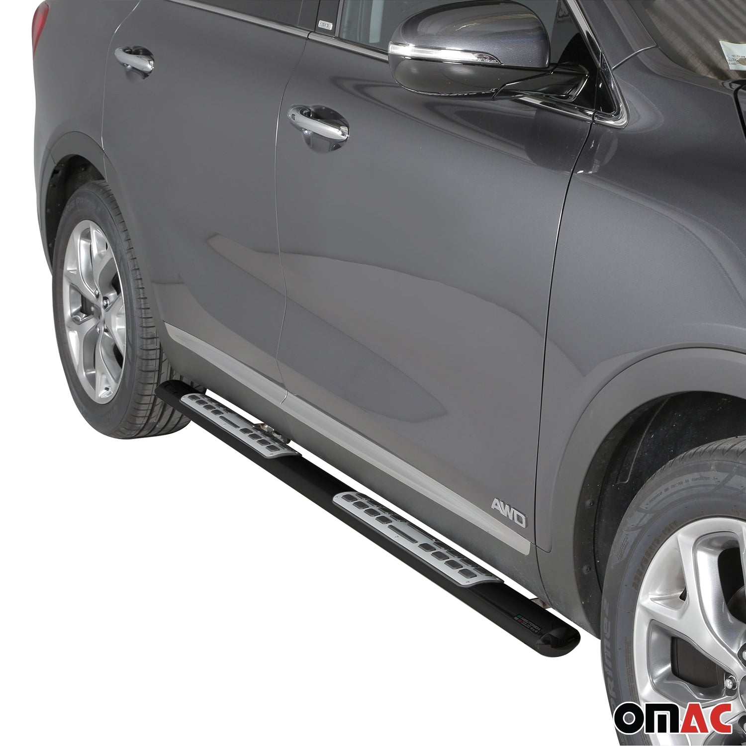 Par de Estribos Barras Laterales para Kia Sorento 2015-2017 Negro Acero