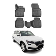 OMAC Alfombrillas De Coche para Skoda Kodiaq 2016-2021 Negro Goma TPE 4Pza