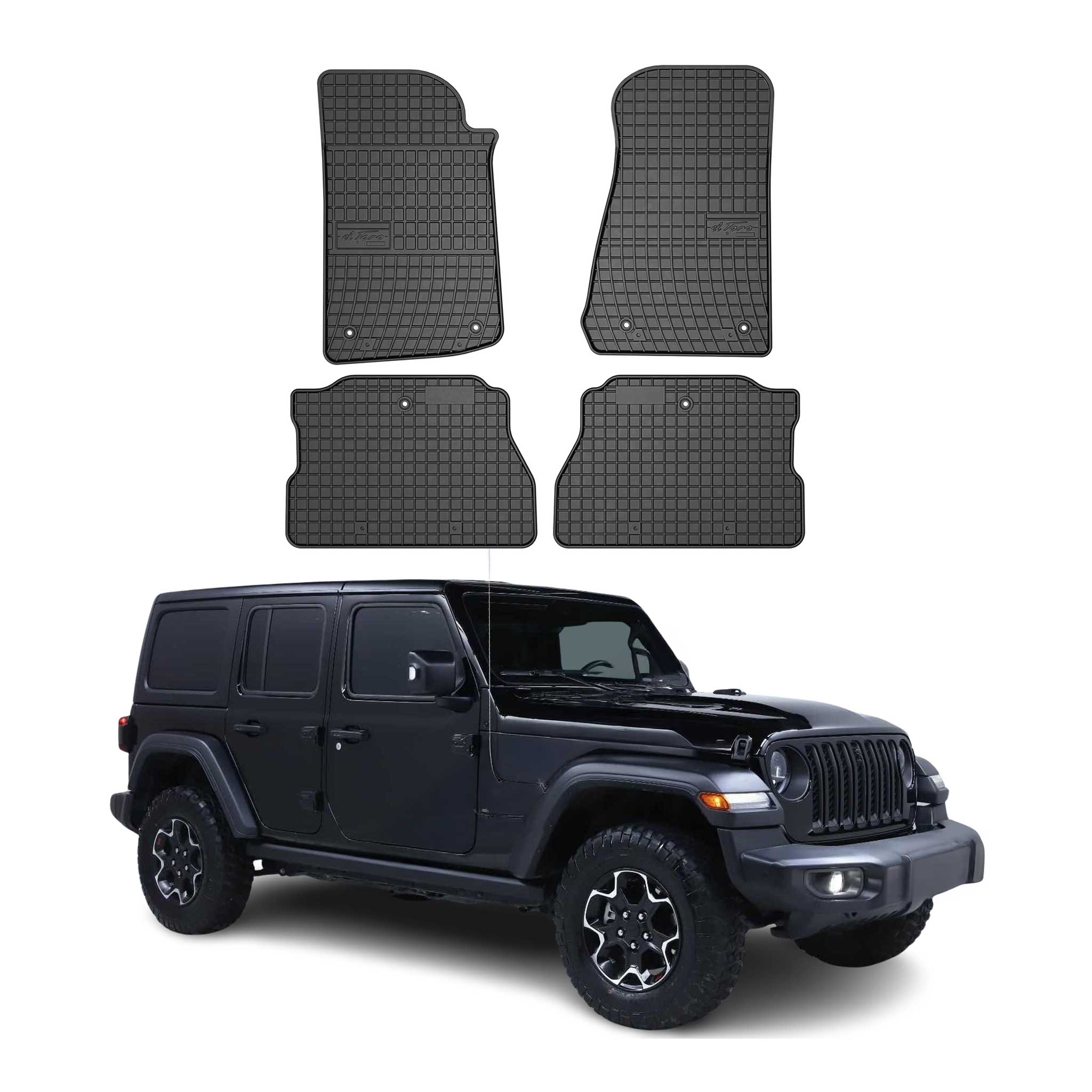 OMAC Alfombrillas De Coche para Jeep Wrangler Rubicon 5D 2017-2025 Negro Goma 4x