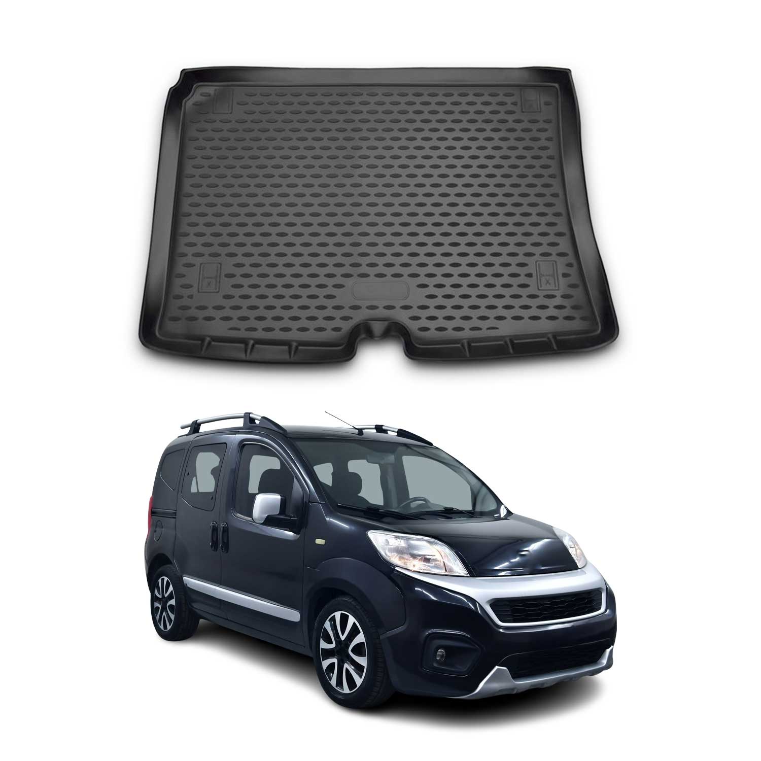 OMAC Bandeja Maletero Alfombrilla para Fiat Fiorino 2007-2021 Negro Goma TPE