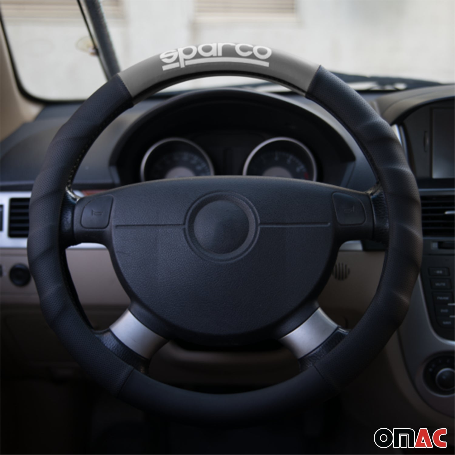 Sparco Cubierta de Para Volante de Automóvil Universal Negro Gris