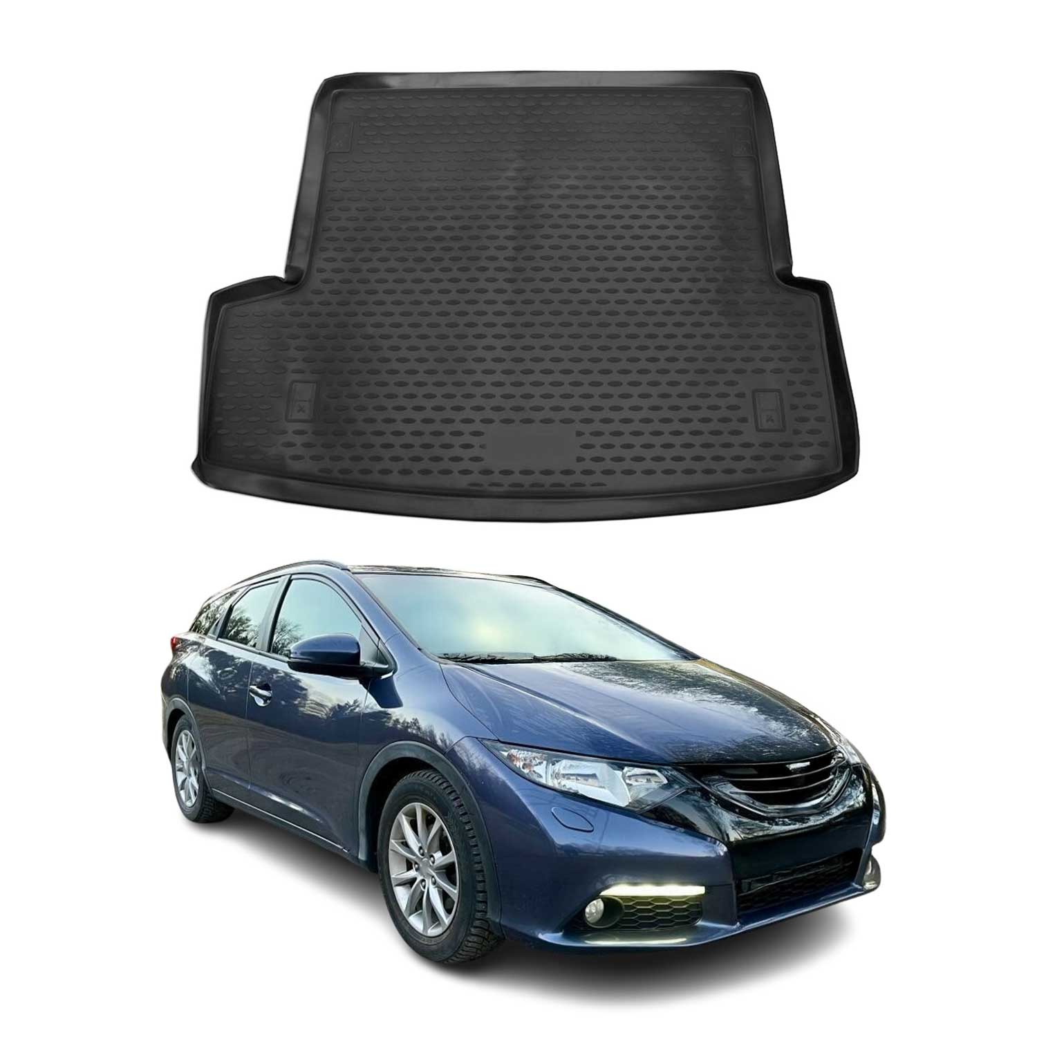 OMAC Bandeja Maletero Alfombrilla para Honda Civic Tourer 2014-2019 Negro TPE
