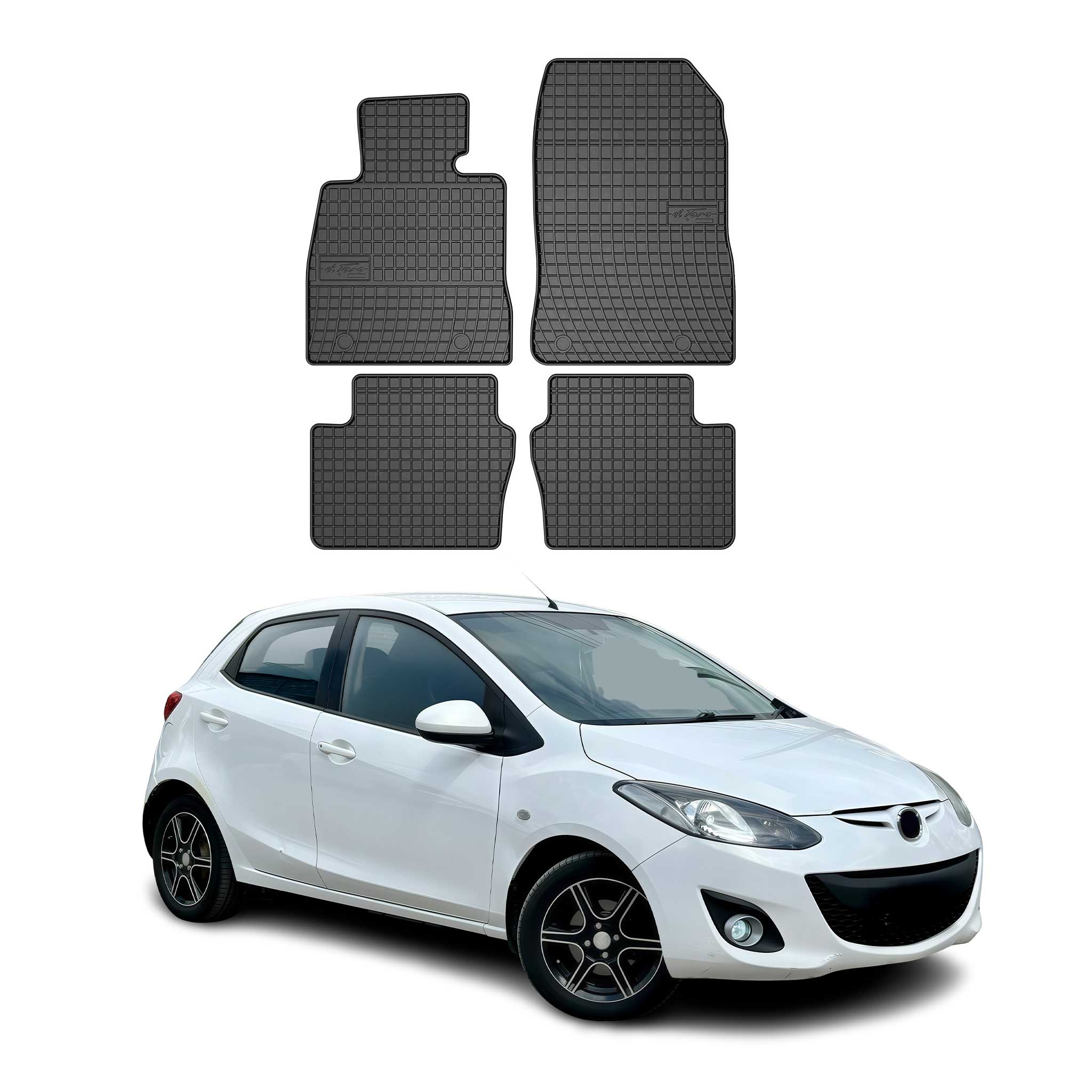 OMAC Alfombrillas De Coche para Mazda 2 2014-2025 Negro Goma 4Pza