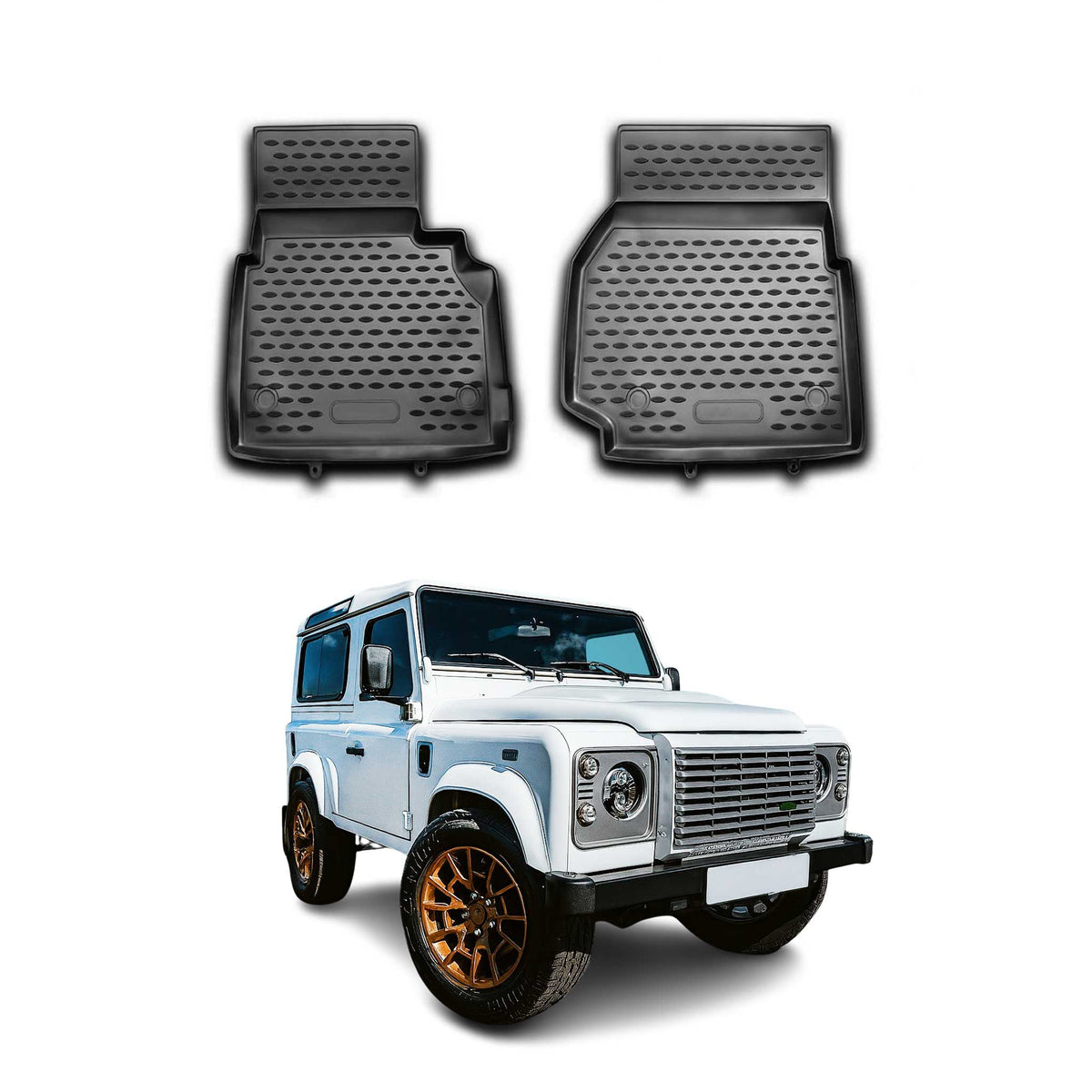 OMAC Alfombrillas De Coche para Land Rover Defender D90 2007-2020 Negro TPE 2Pza