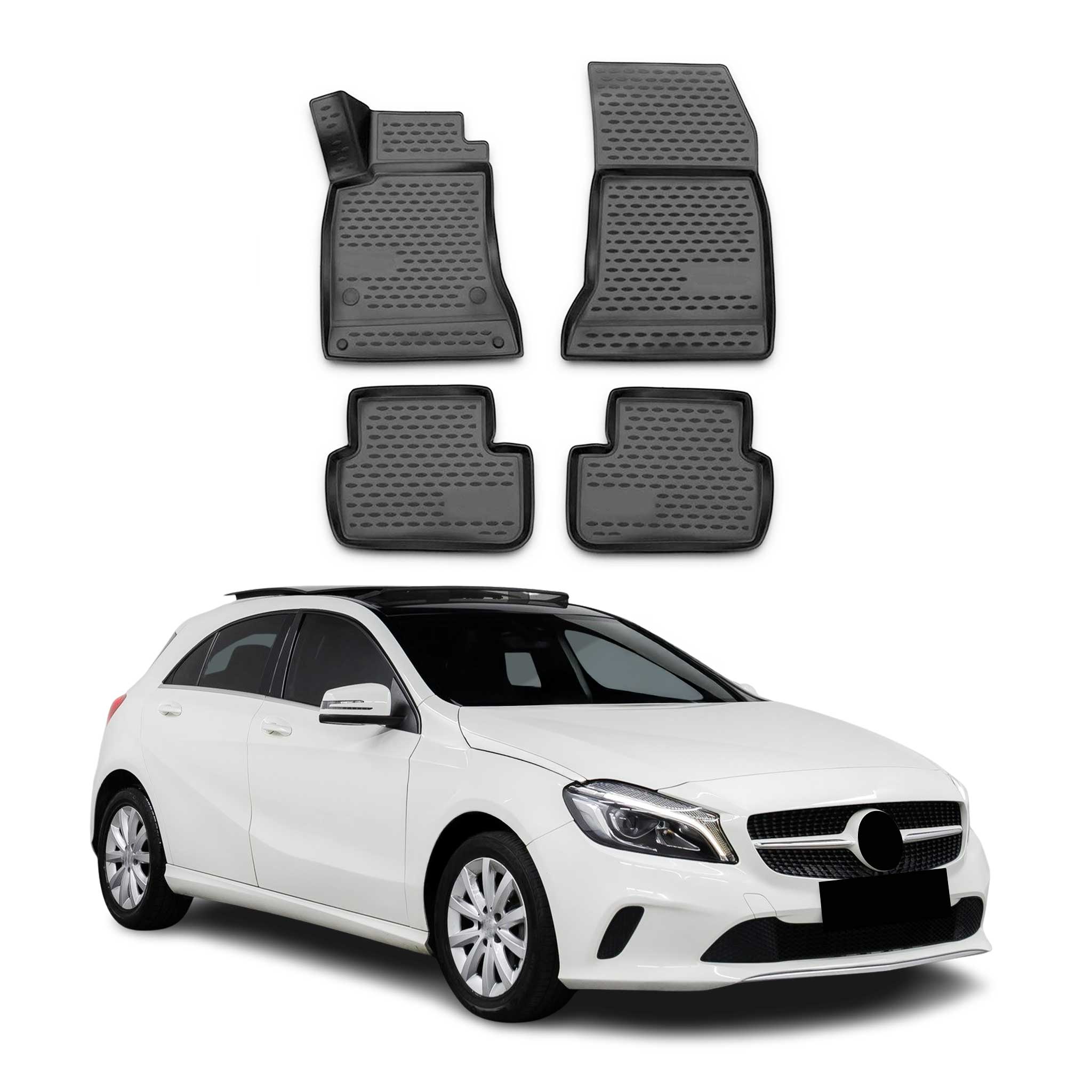OMAC Alfombrillas De Coche para Mercedes A Class W176 2012-2018 Negro TPE 4Pza