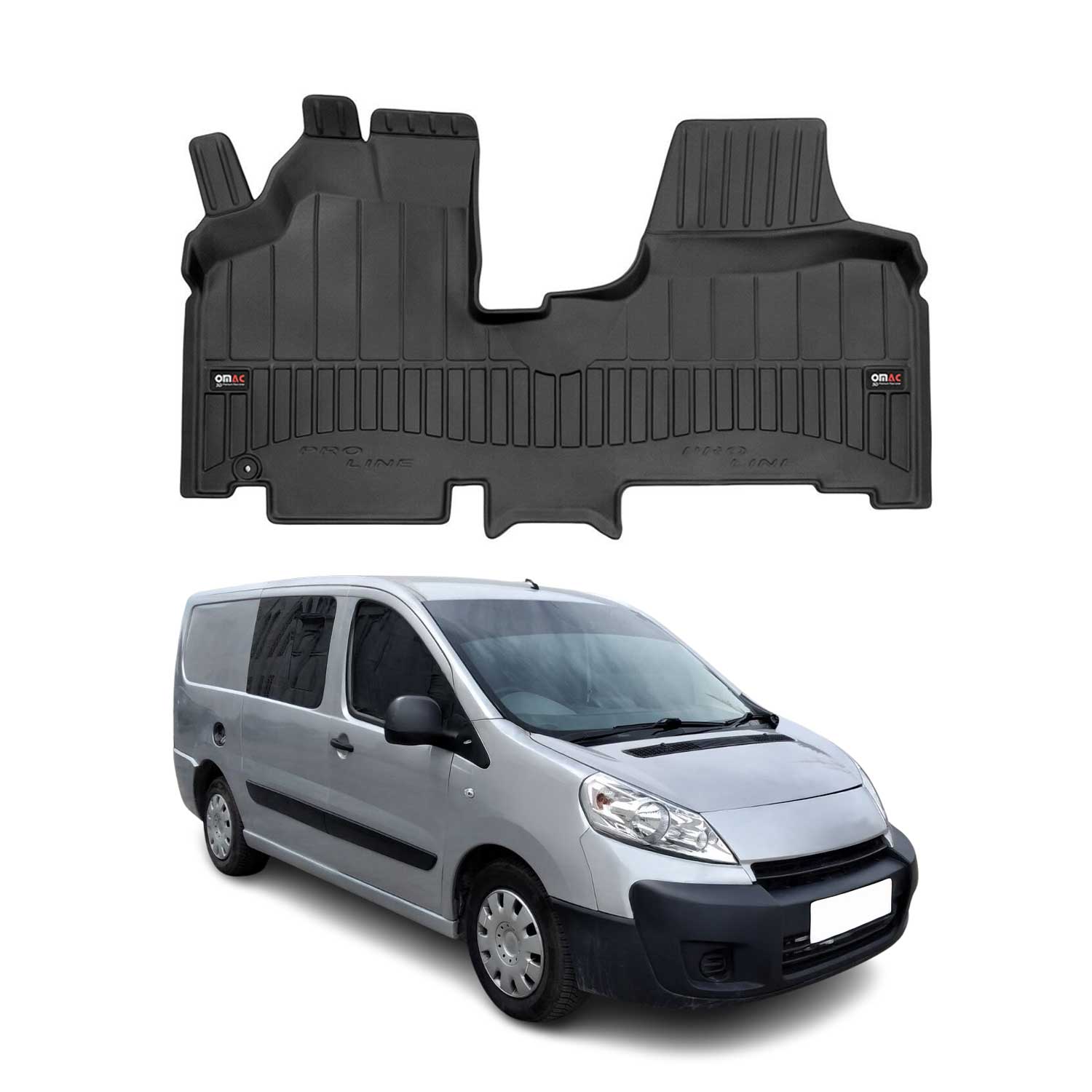 OMAC Premium Alfombrillas De Coche para Peugeot Expert 2006-2016 Negro TPE Goma