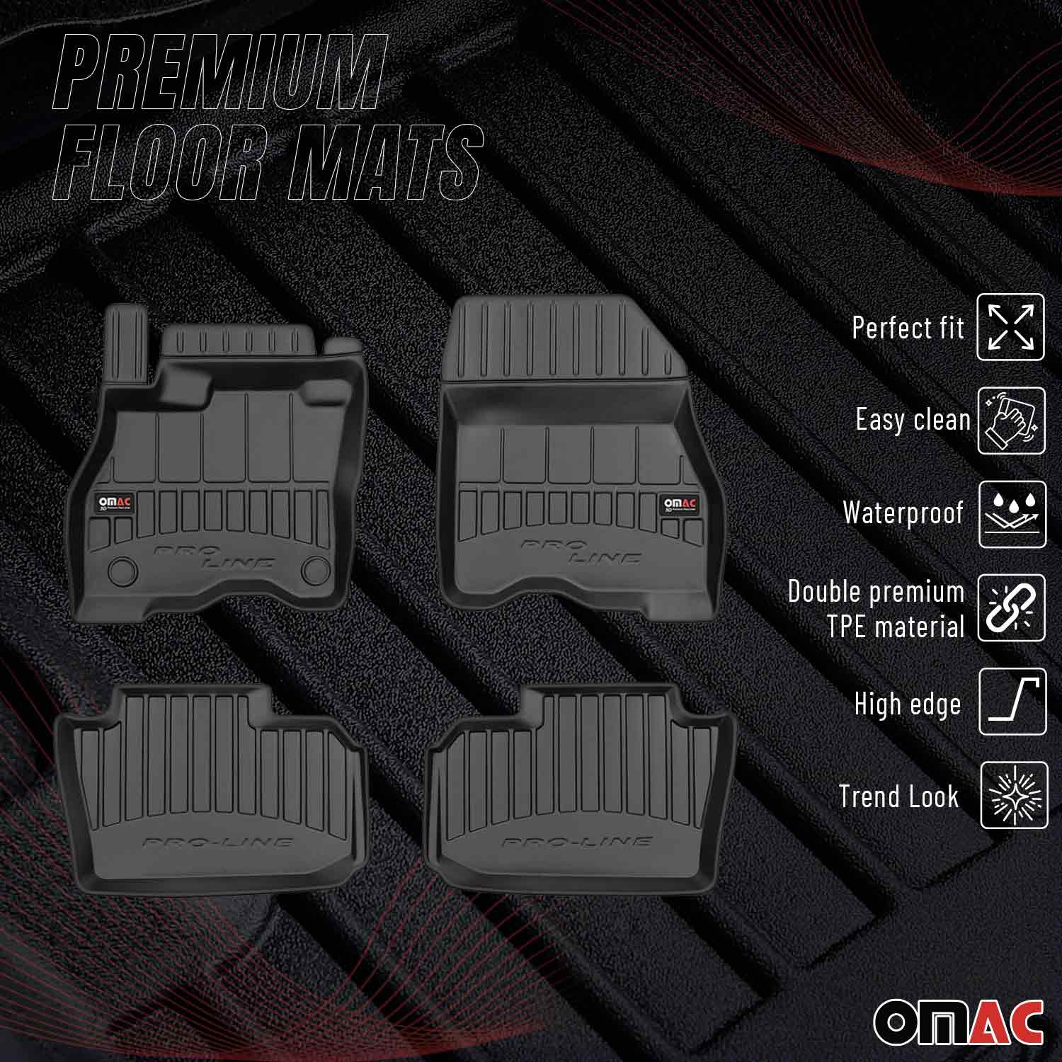OMAC Premium Alfombrillas De Coche para Nissan Leaf 2017-2024 Negro TPE Goma 4x