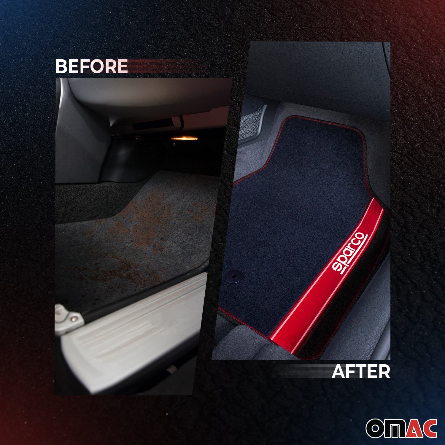 Sparco Alfombrillas De Coche Universal Rojo 4Pza