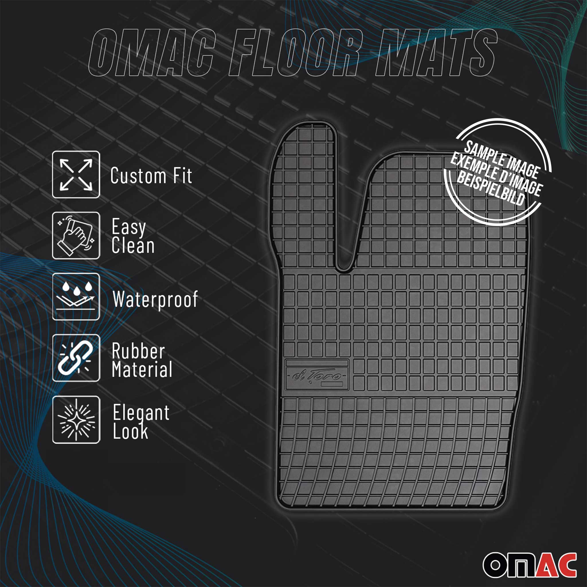 OMAC Alfombrillas De Coche para Fiat 500L 2012-2017 Negro Goma 4Pza