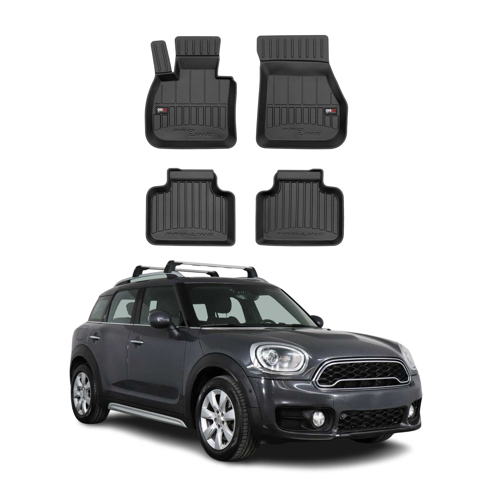 OMAC Premium Alfombrillas De Coche para Mini Countryman F60 2017-2024 Goma 4x