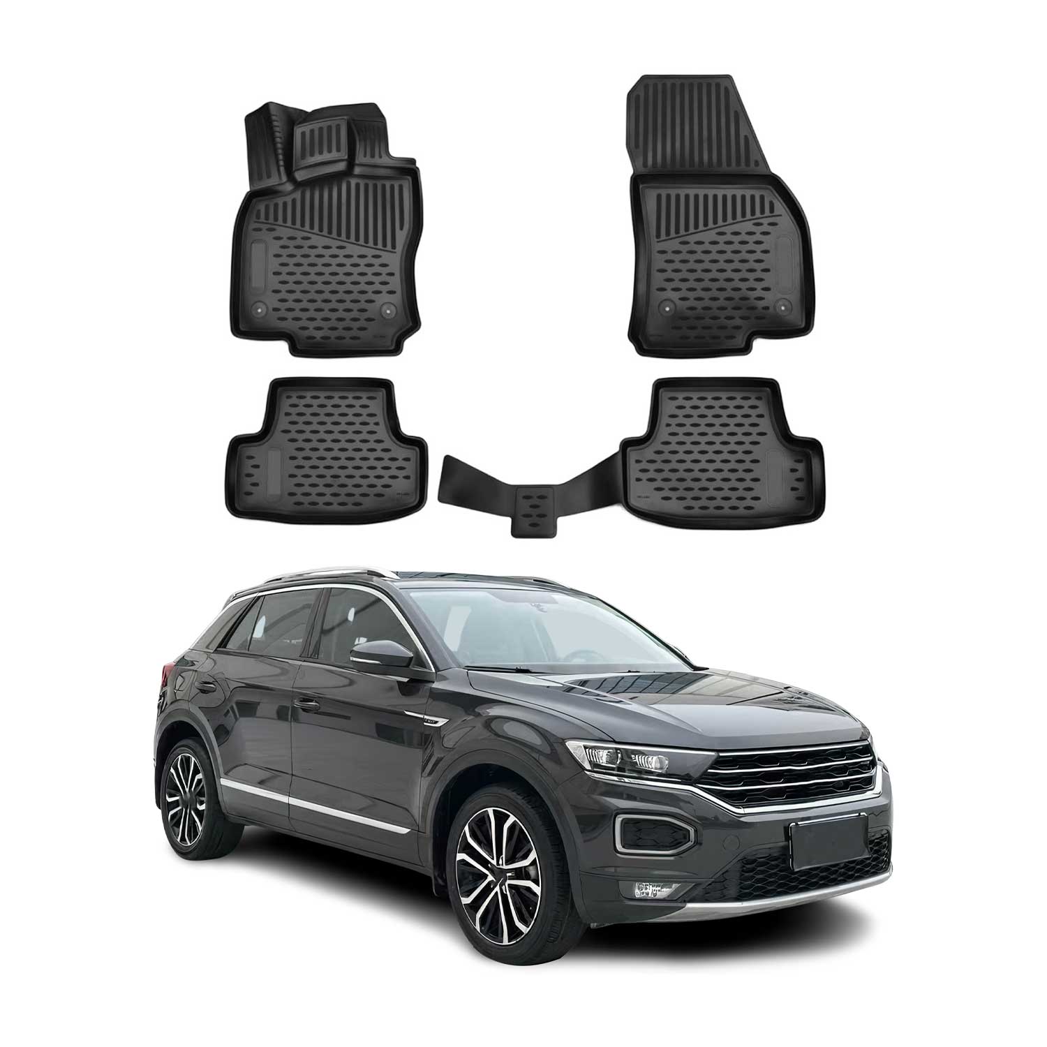 OMAC Alfombrillas De Coche para VW T-Roc 2017-2025 Negro Goma TPE 4Pza