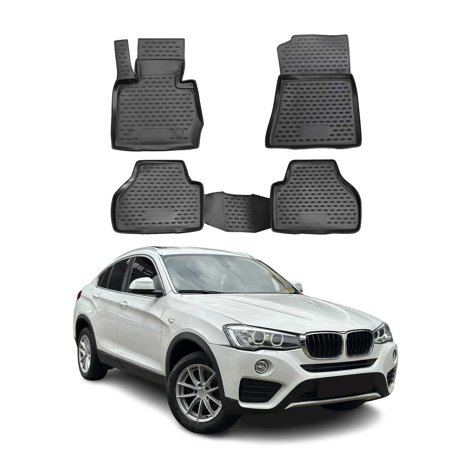 OMAC Alfombrillas De Coche para BMW X4 F26 2014-2018 Negro Goma TPE 4Pza