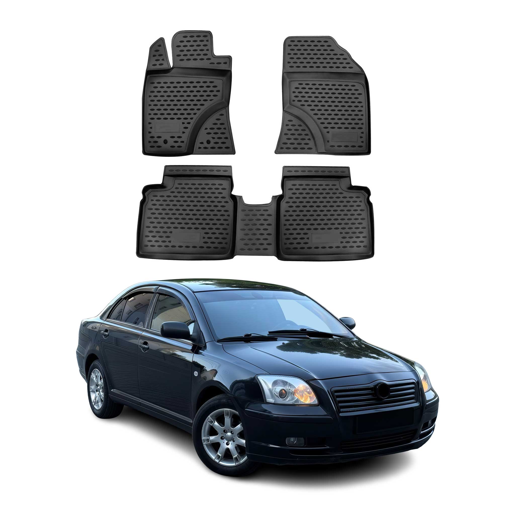 OMAC Alfombrillas De Coche para Toyota Avensis 2008-2018 Negro Goma TPE 4Pza