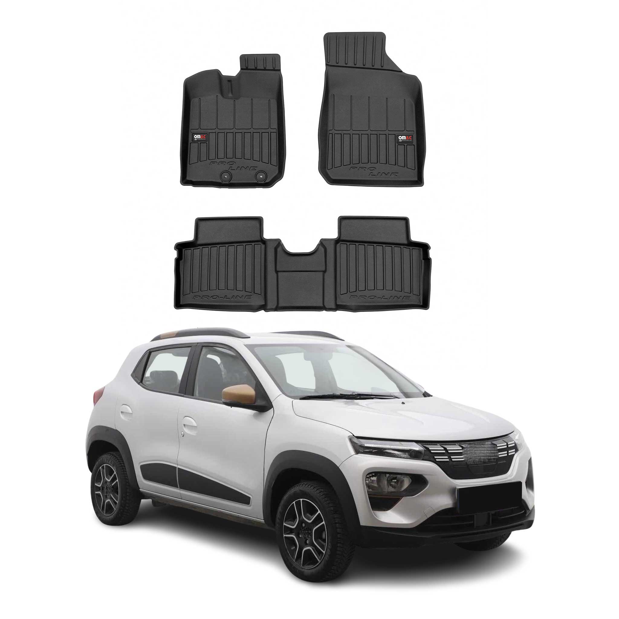 OMAC Premium Alfombrillas De Coche para Dacia Spring 2021-2026 Negro TPE Goma 4x