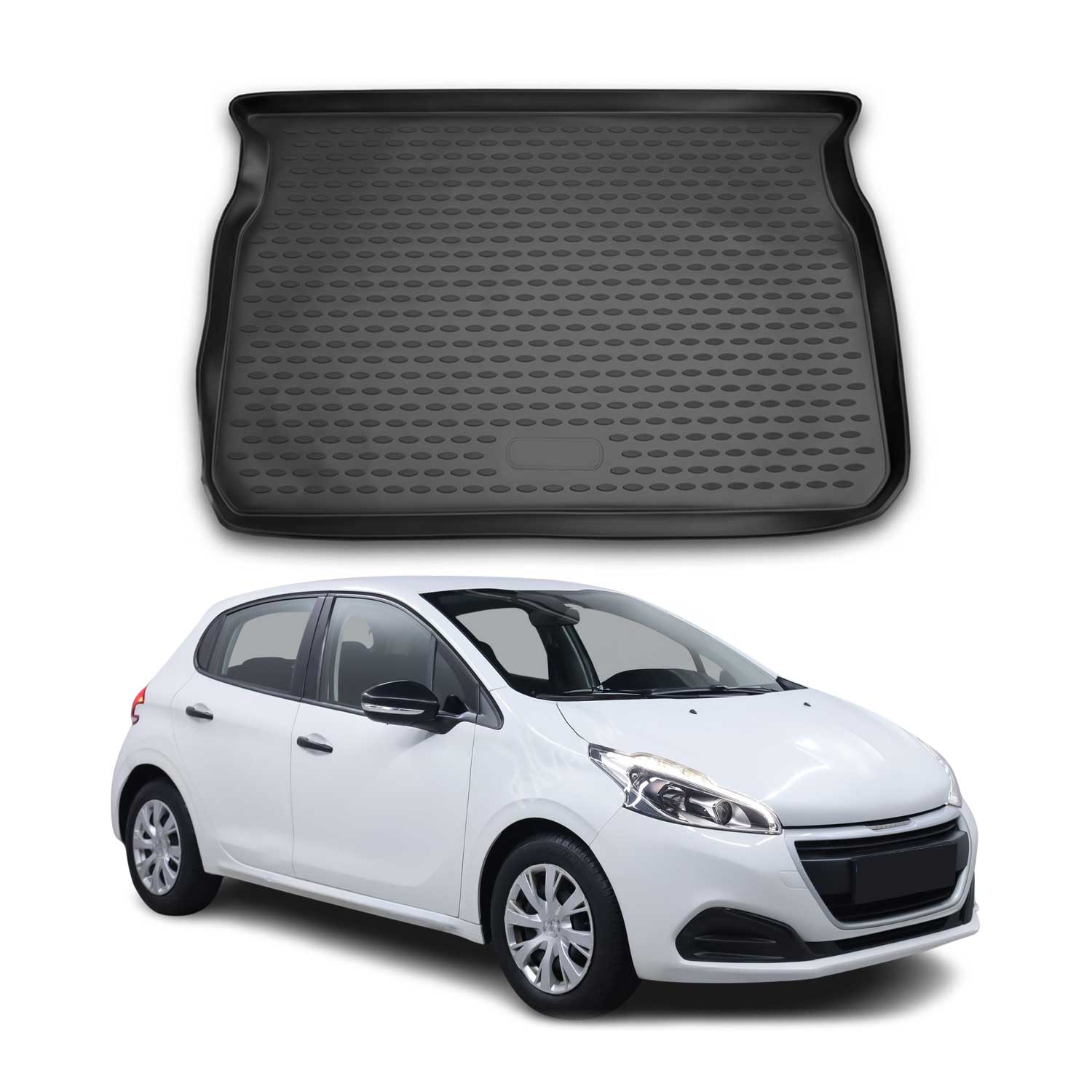 OMAC Bandeja Maletero Alfombrilla para Peugeot 208 2012-2019 Hatchback Negro TPE